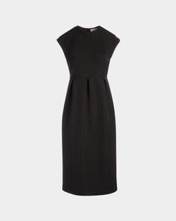 Midi Dress in Black Nylon Gabardine