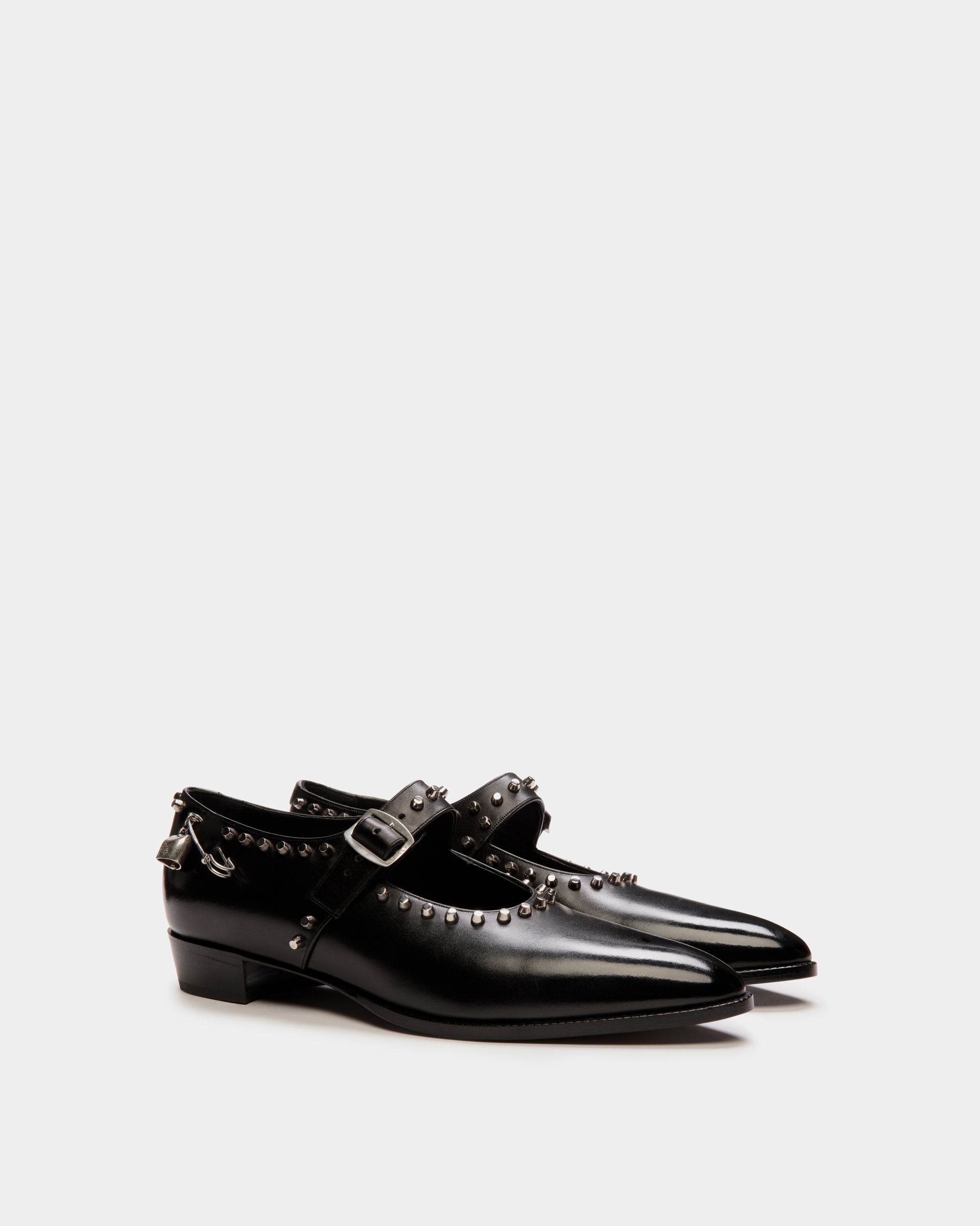 Bally Global - Glendale Mary-Jane in Black Leather with Studs - Black