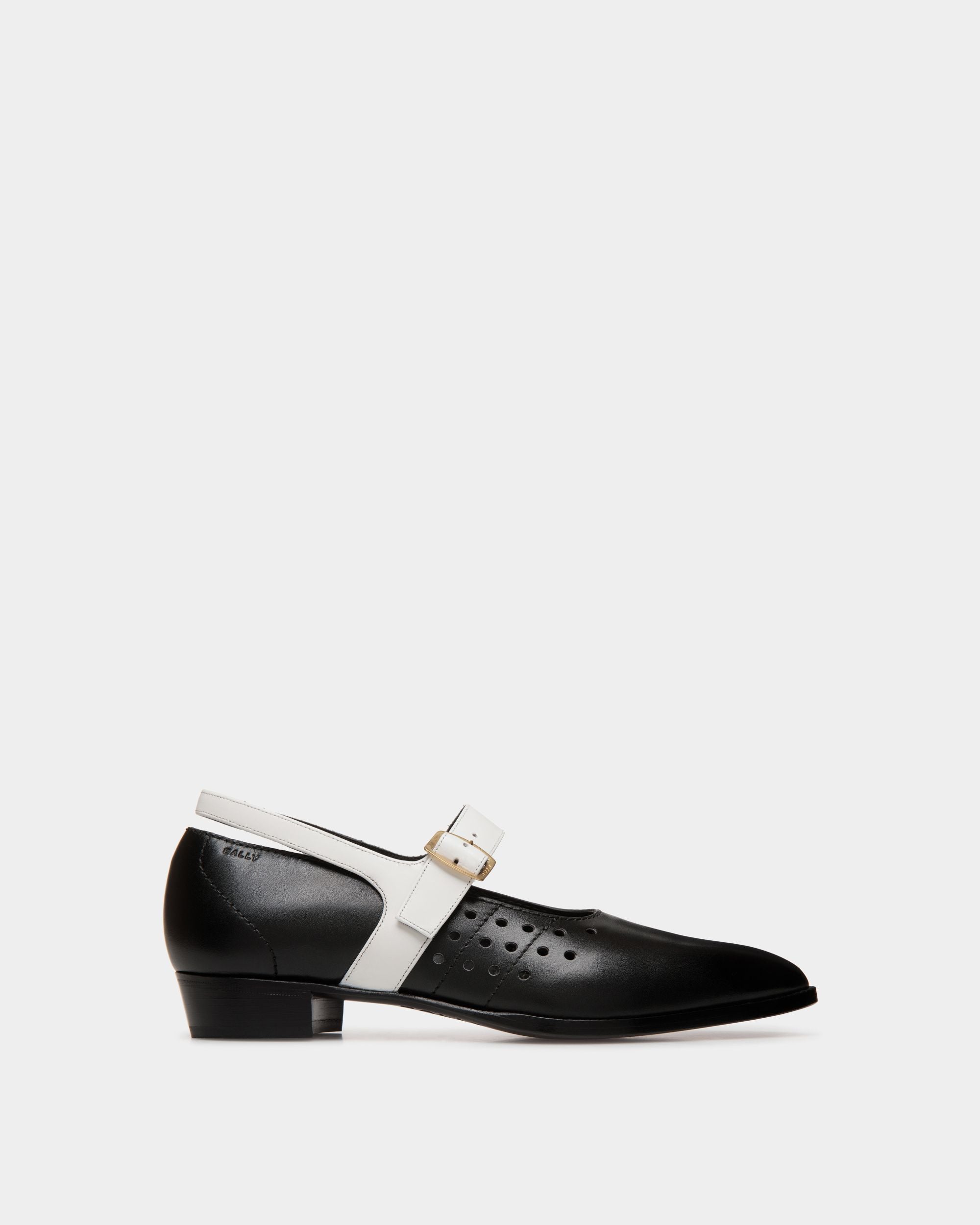 Bally Global - Glendale Mary-Jane In Black and White Leather - Negro