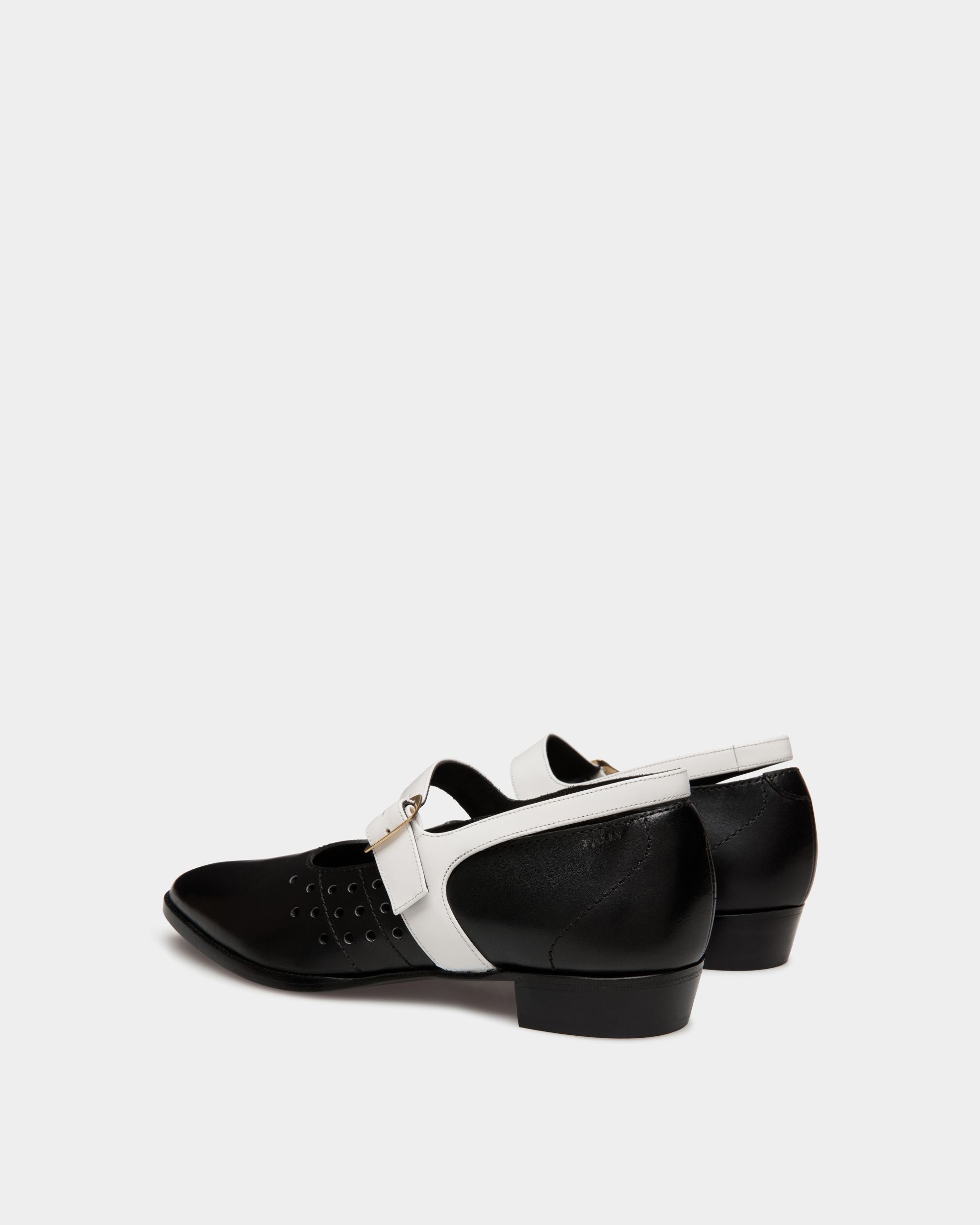 Bally Global - Glendale Mary-Jane In Black and White Leather - Noir