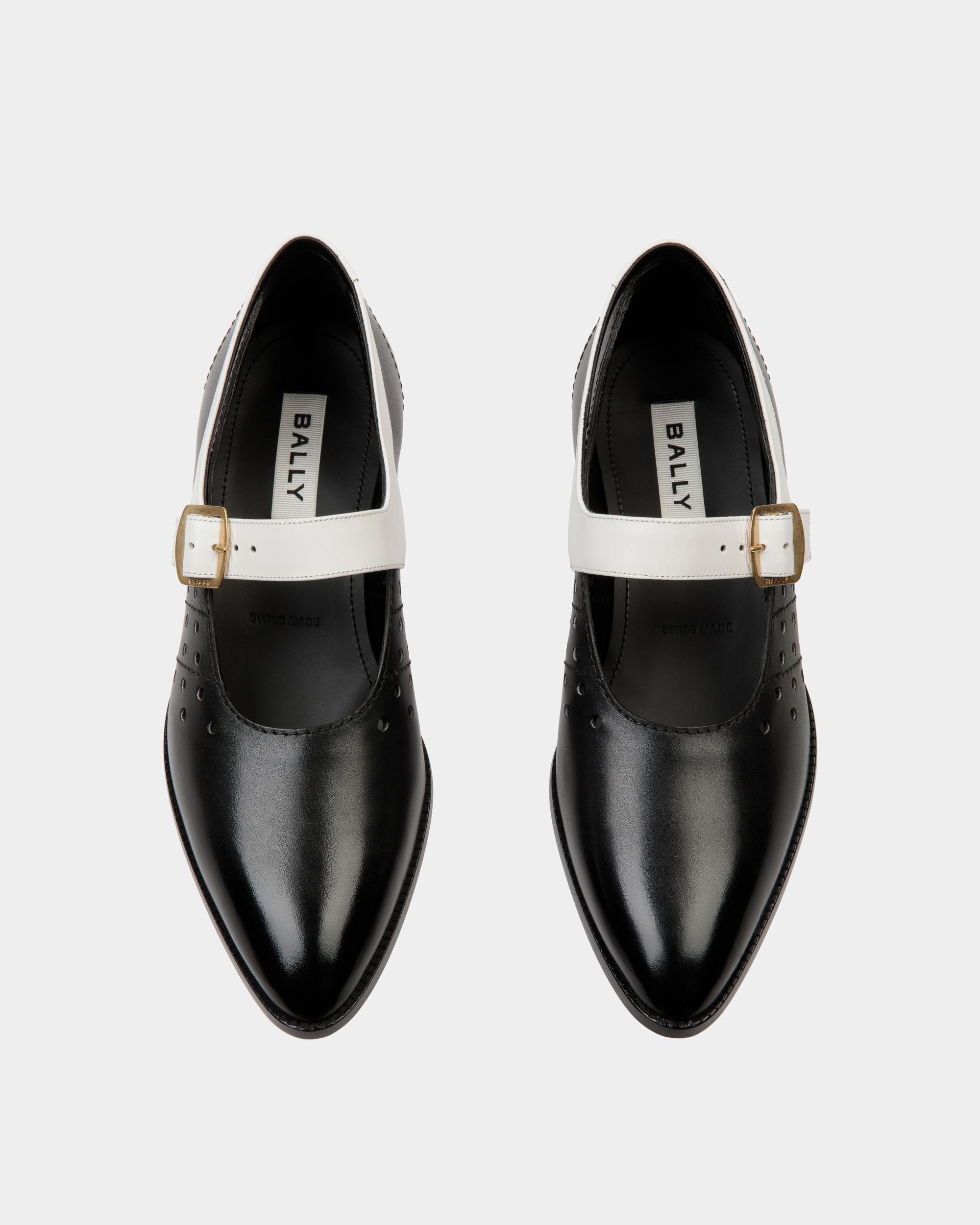 Bally Global - Glendale Mary-Jane In Black and White Leather - Noir