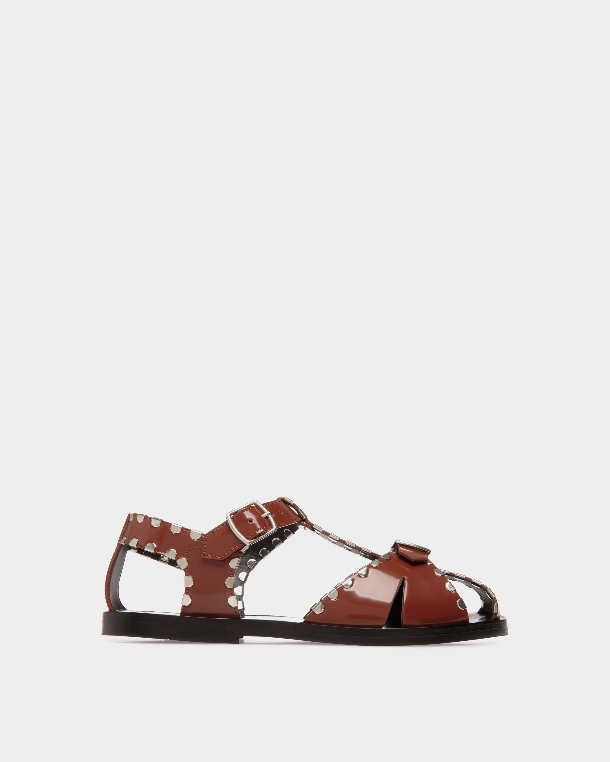 Bally Global - Salis Flat Sandal in Brown Leather - Brown