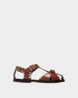 Salis Flat Sandal in Brown Leather