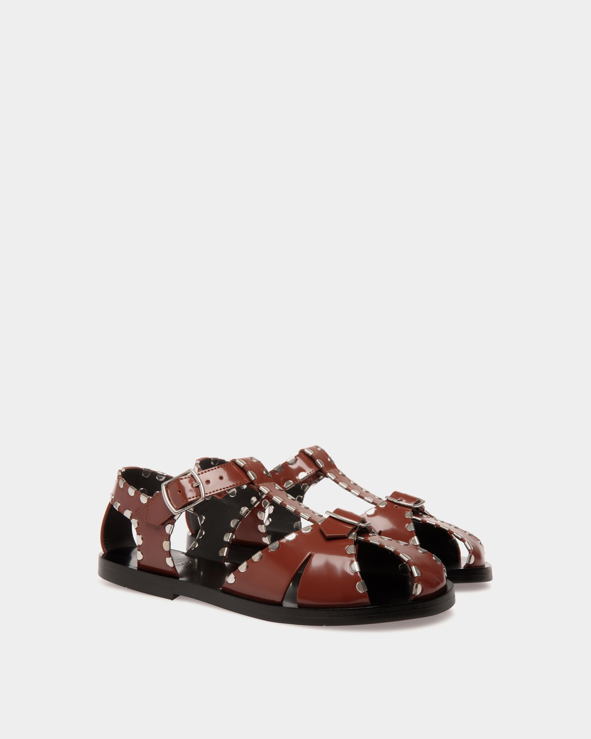 Bally Global - Salis Flat Sandal in Brown Leather - Brown