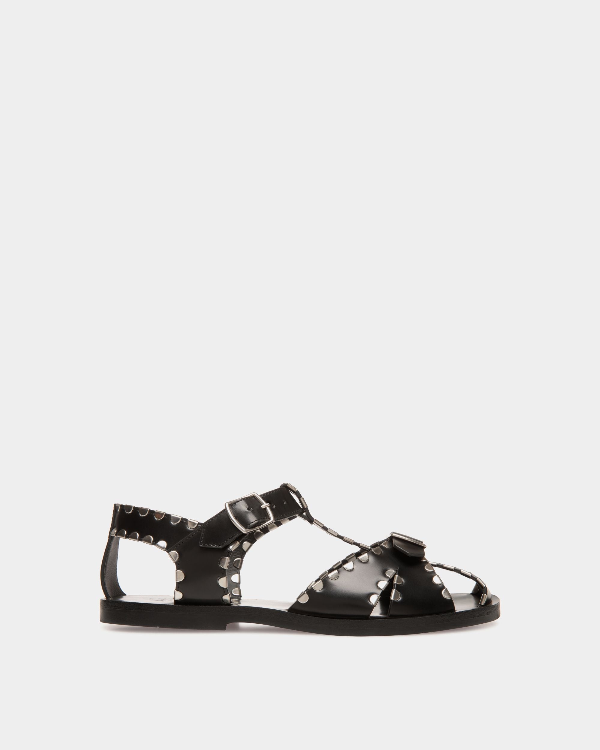 Bally Global - Sandalia Plana Salis De Piel Negra - Negro