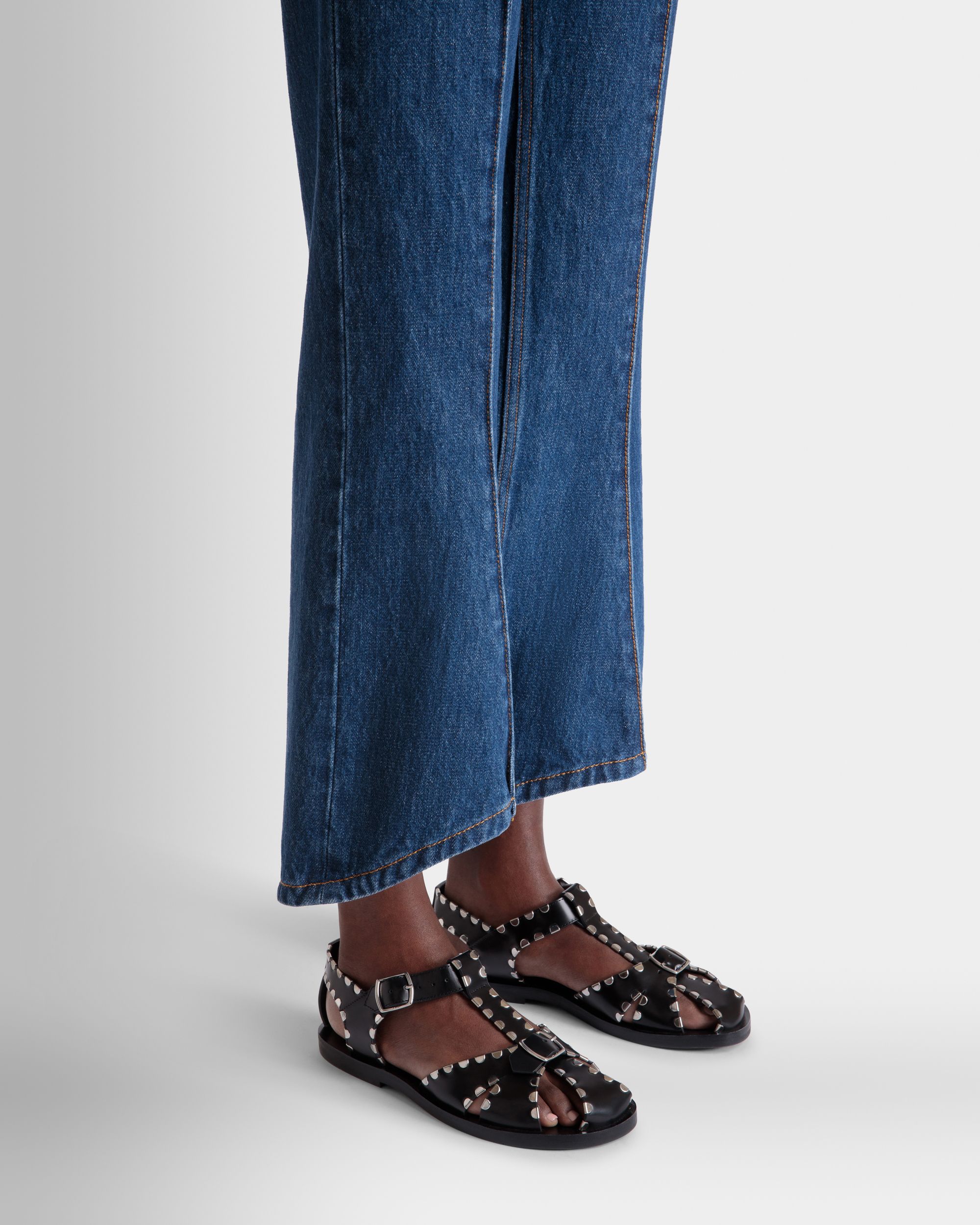 Bally Global - Sandalia Plana Salis De Piel Negra - Negro