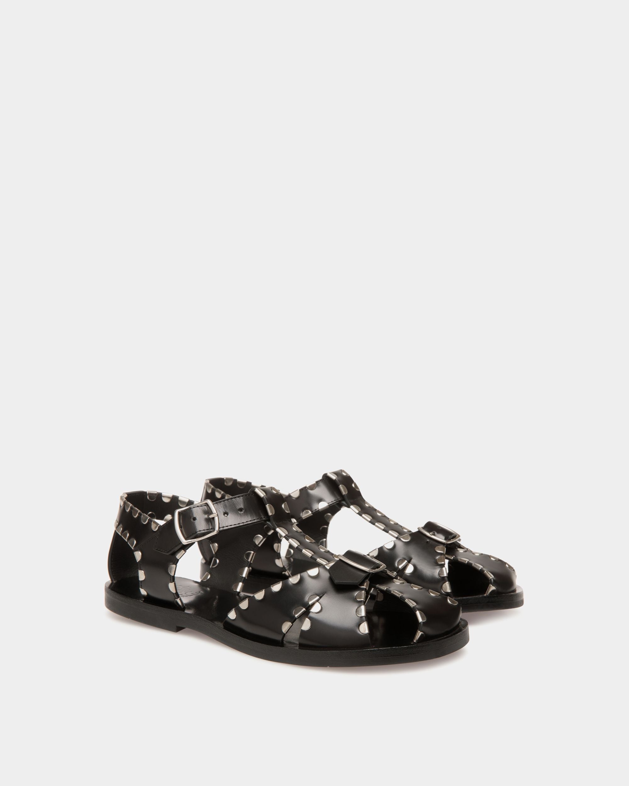 Bally Global - Salis Flat Sandal in Black Leather - Black
