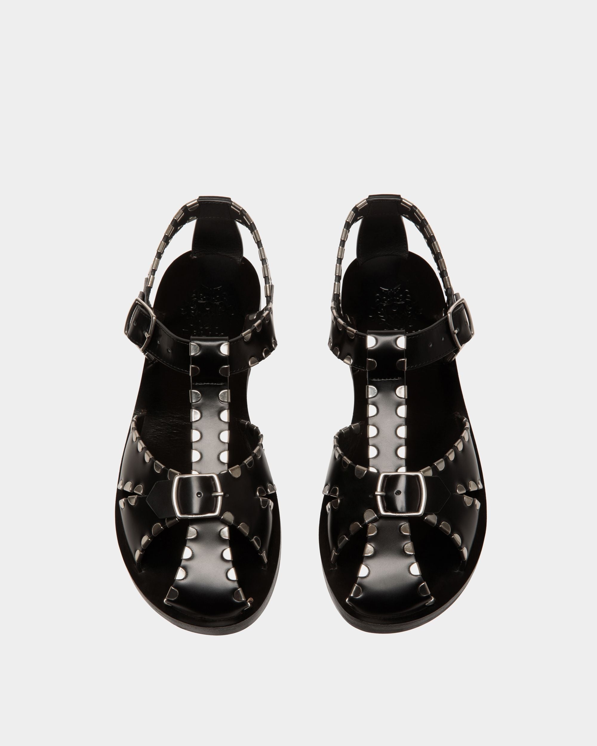 Bally Global - Salis Flat Sandal in Black Leather - Black