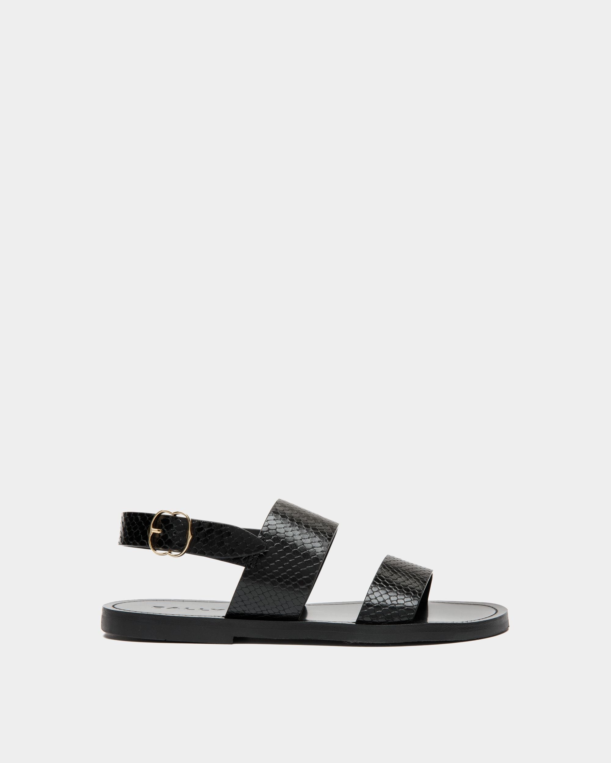 Bally Global - Sandalias Planas Baudy De Piel Con Estampado Pitón - Negro