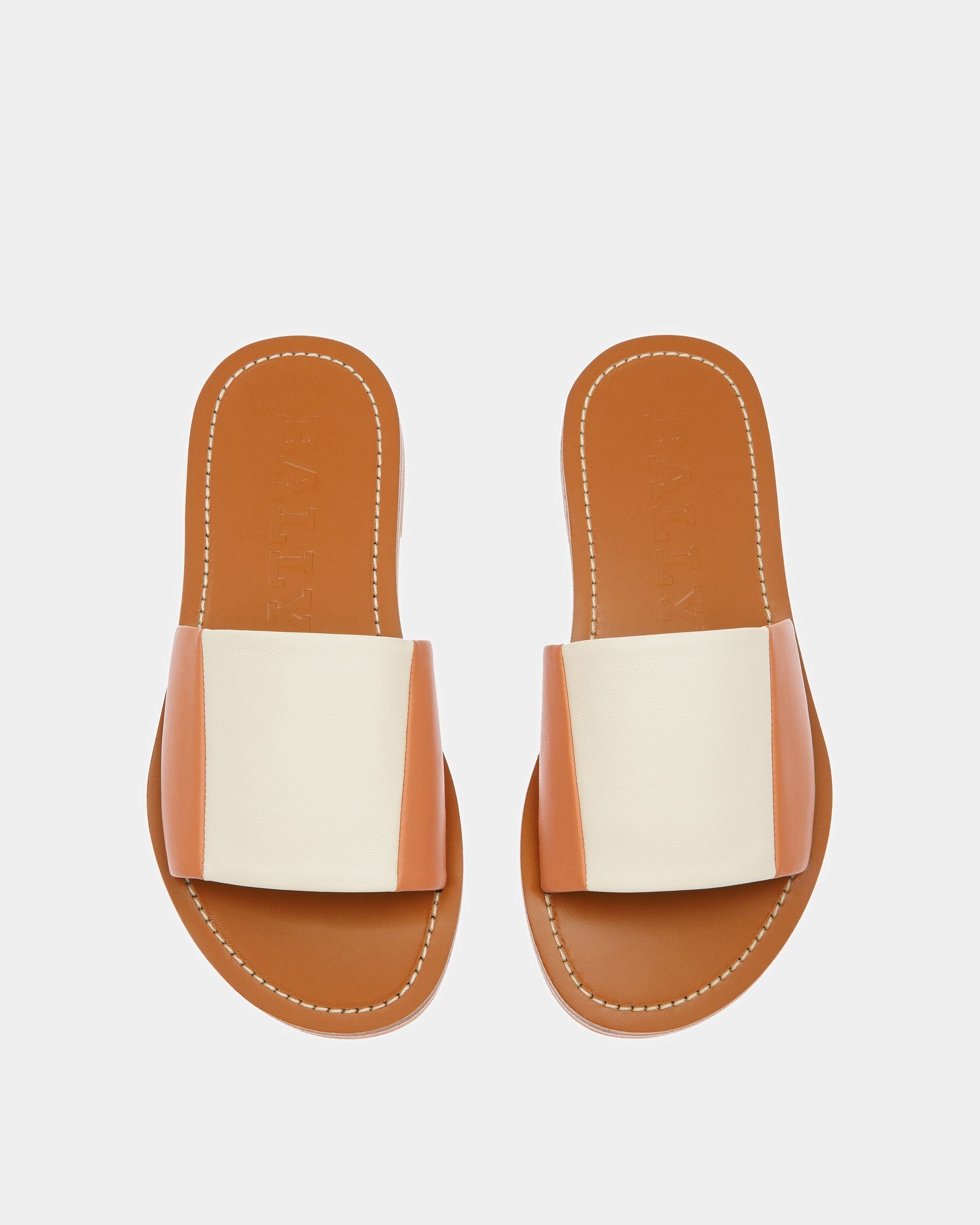 Bally Global - Bianka Sandalias De Piel En Melocotón Y Color Hueso - Multicolor