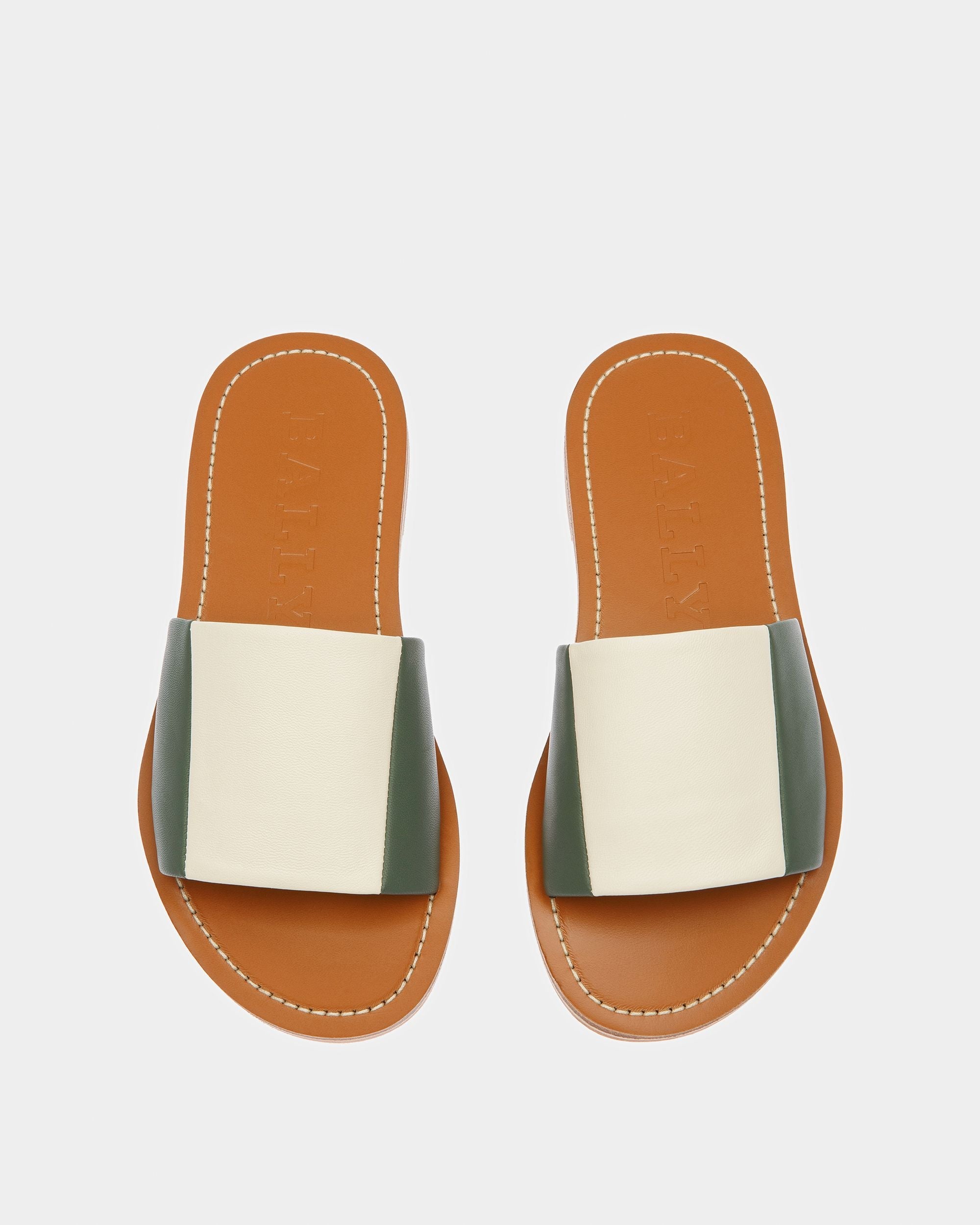 Bally Global - Bianka Sandalias De Piel En Salvia Y Color Hueso - Multicolor