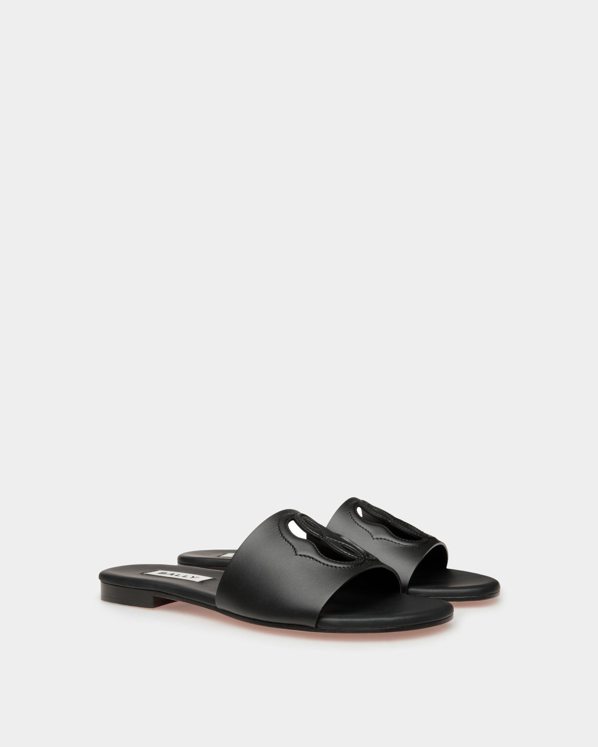 Bally Global - Sandalia Emblem De Piel En Negro - Negro