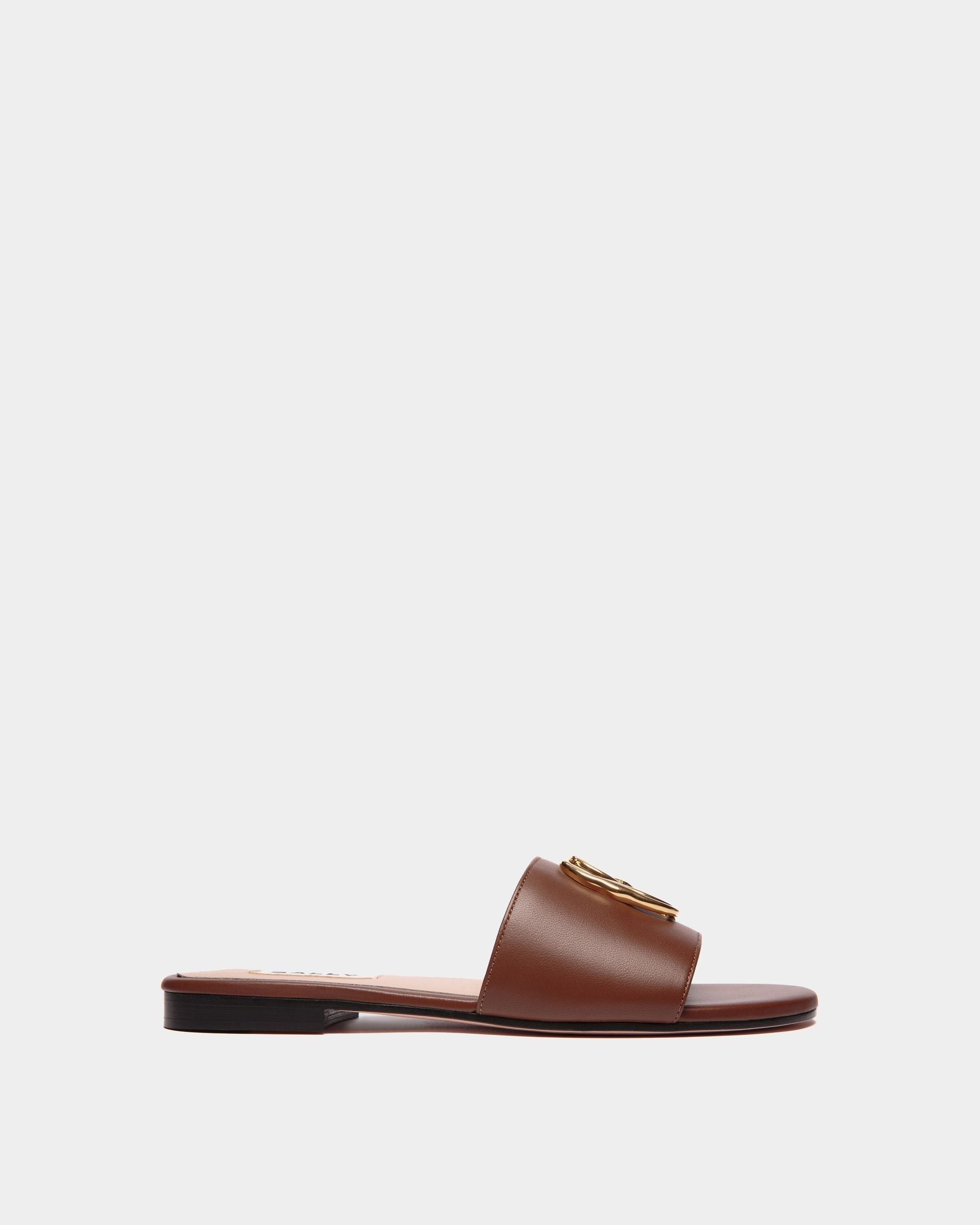 Bally Global - Mule Emblem À Talon Plat En Cuir Nappa Marron - Marron