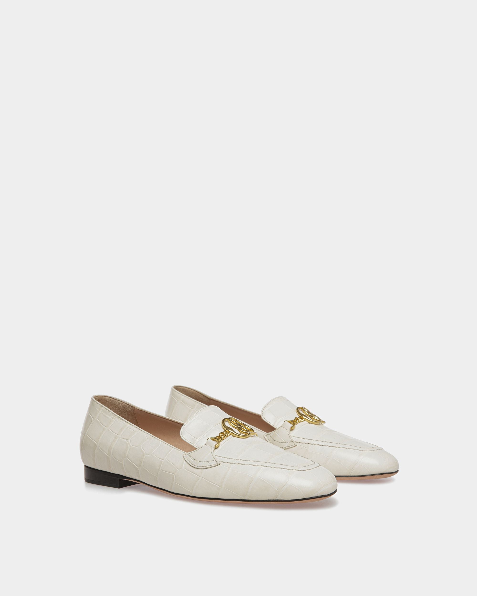 Bally Global - Daily Emblem Loafer In Bone Leather - White