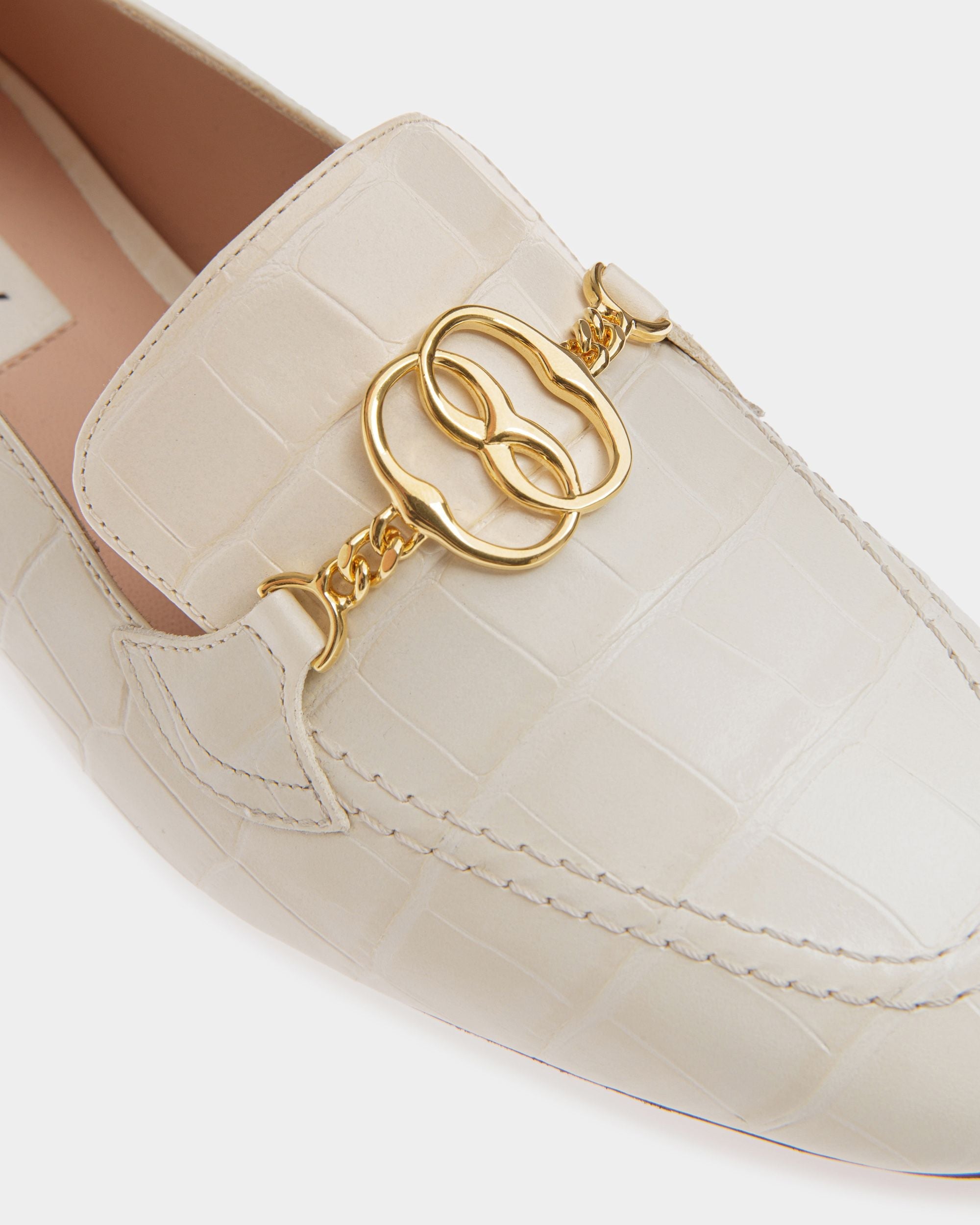 Bally Global - Daily Emblem Loafer In Bone Leather - White