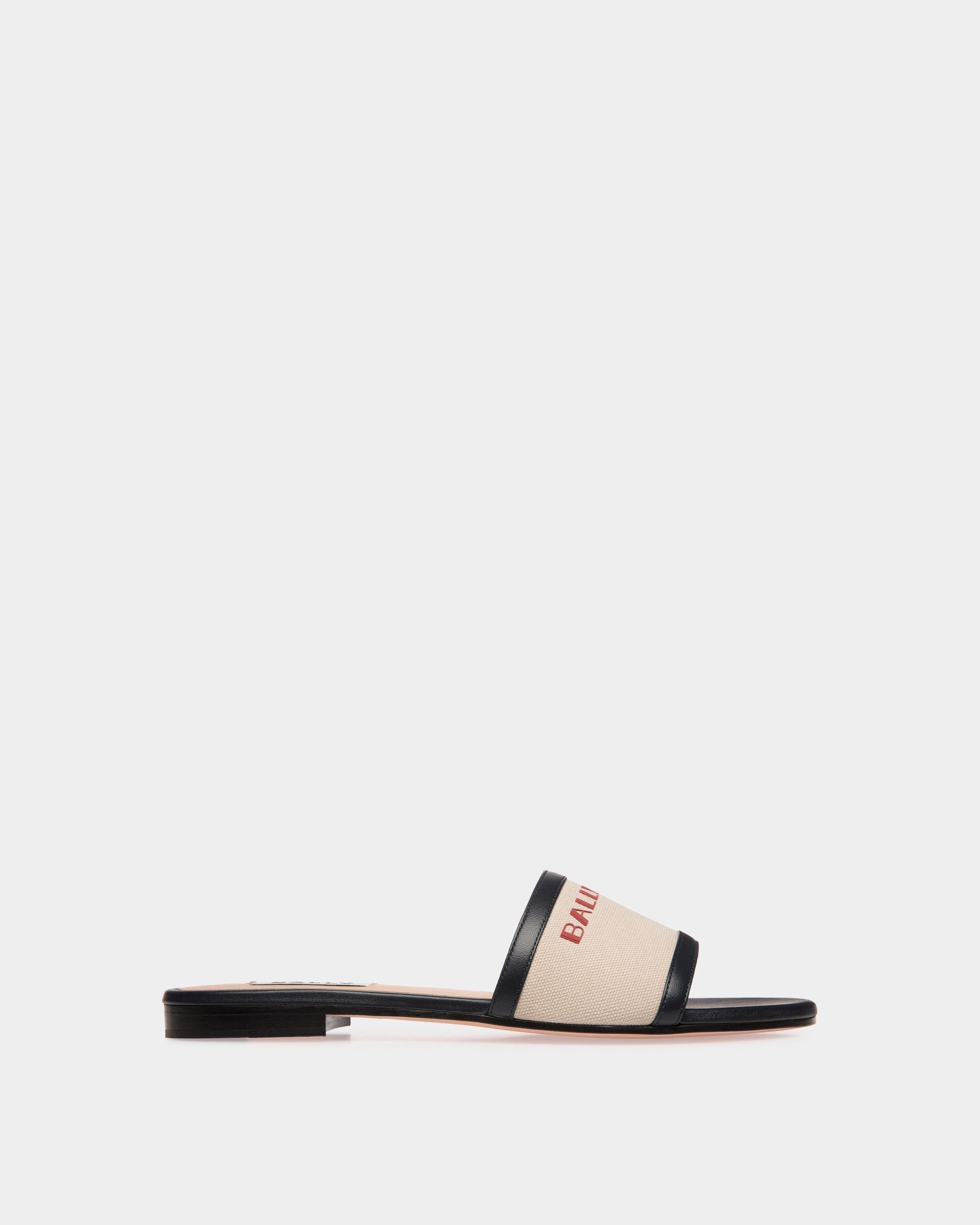 Bally Global - Sandalia Summer Capsule De Lona Y Piel Natural Y Navy Blue - Multicolor