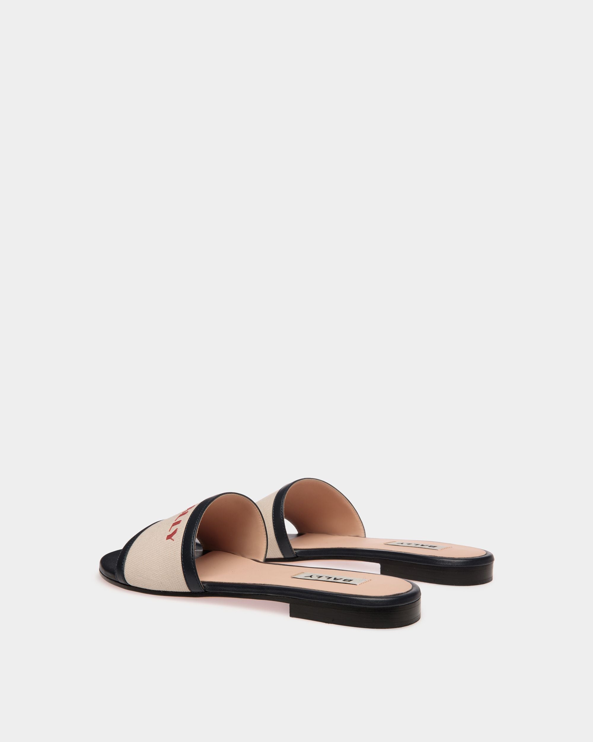 Bally Global - Sandalia Summer Capsule De Lona Y Piel Natural Y Navy Blue - Multicolor
