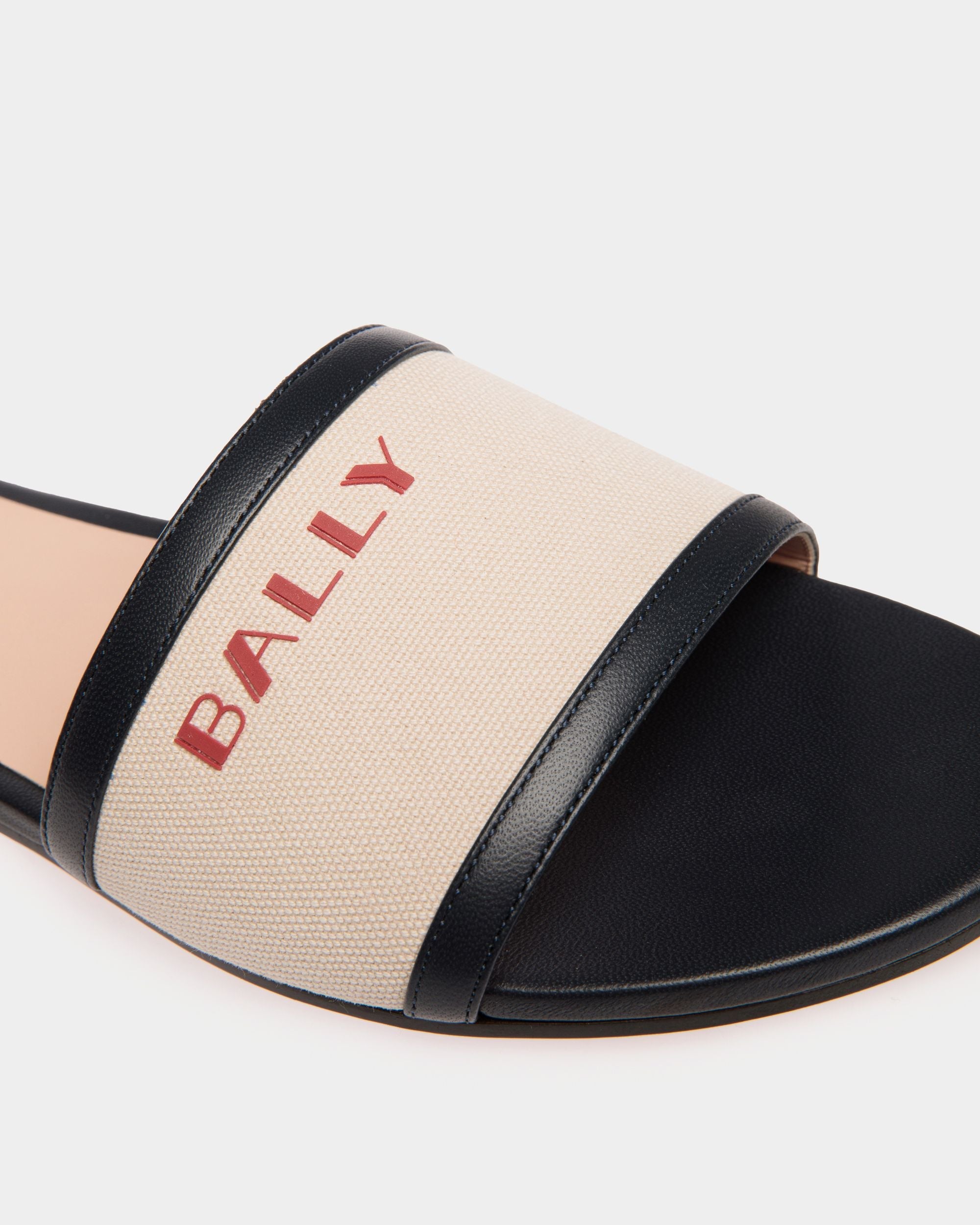 Bally Global - Sandalia Summer Capsule De Lona Y Piel Natural Y Navy Blue - Multicolor