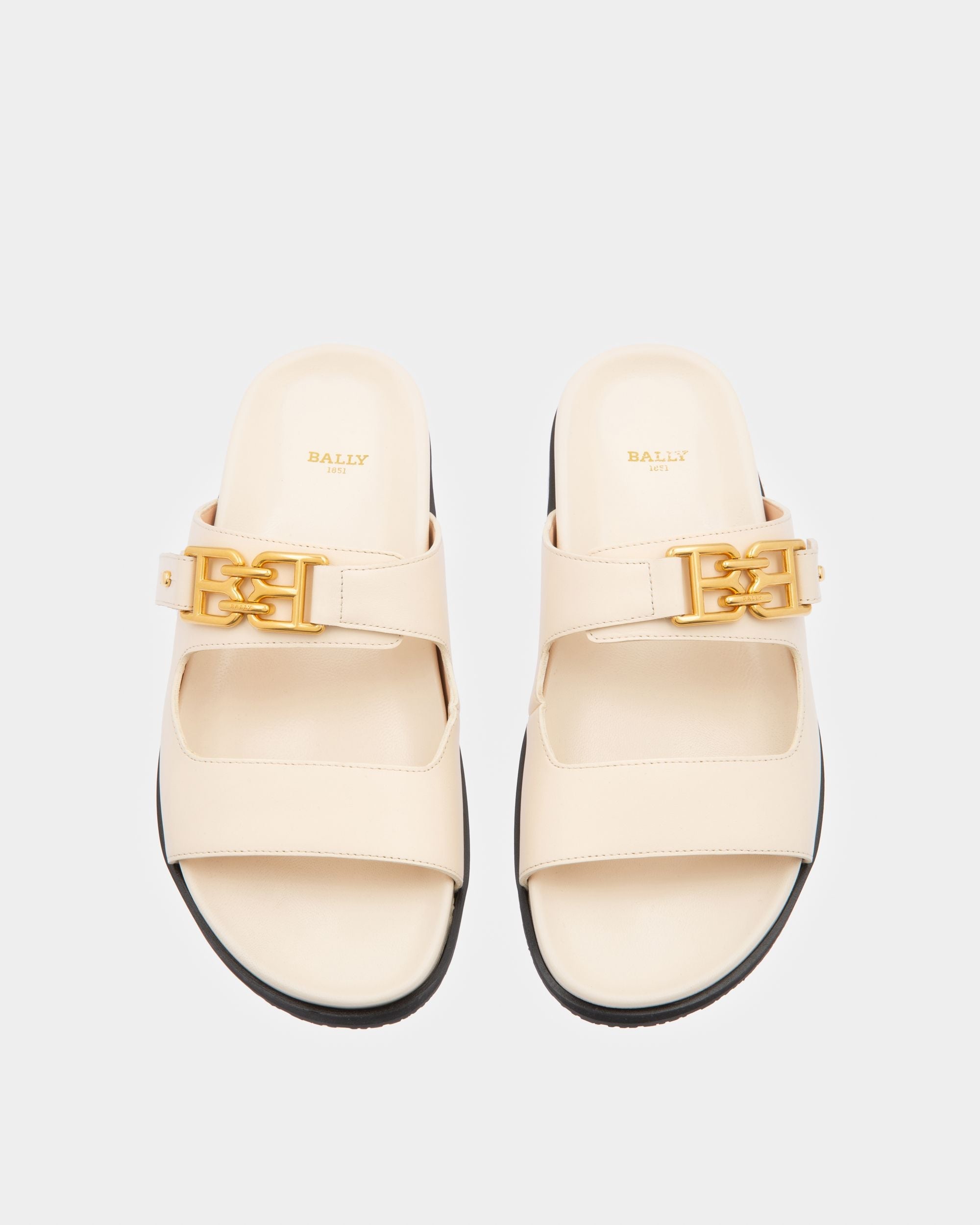 Bally Global - Emma Leather Sandals In Bone - White