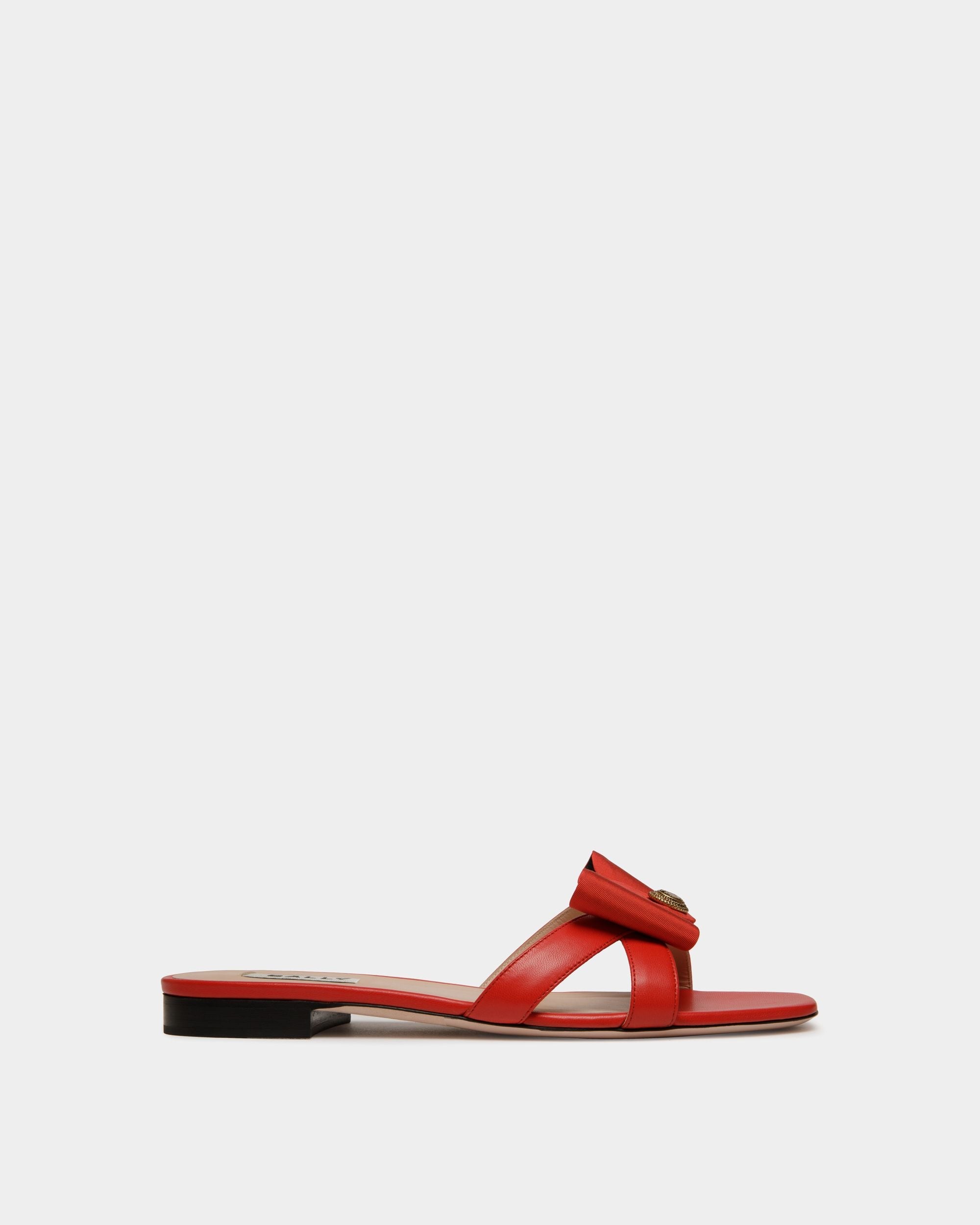Bally Global - B-Bow Flat Sandal in Red Leather - Red