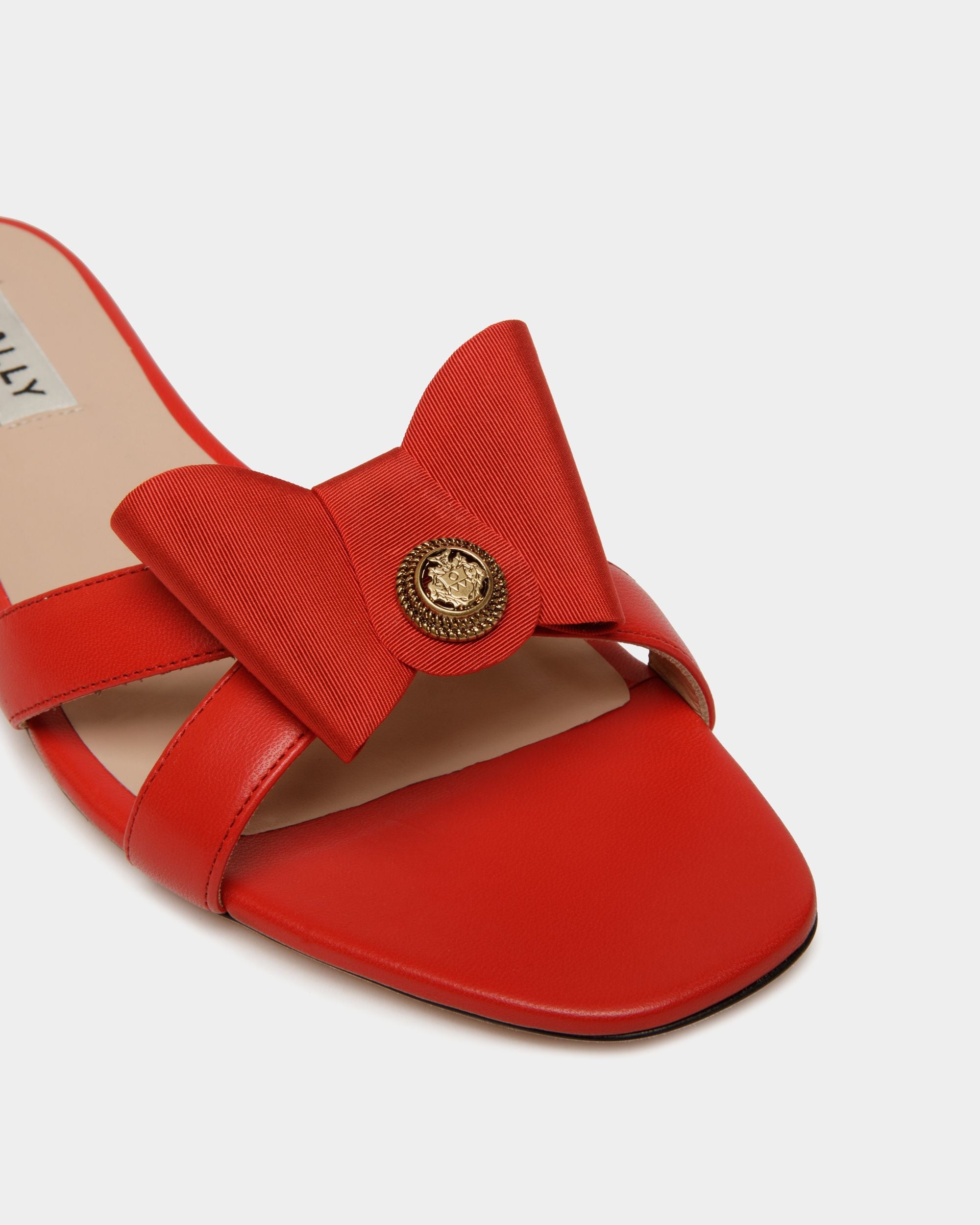 Bally Global - Sandalia Plana B-Bow De Piel Roja - Rojo