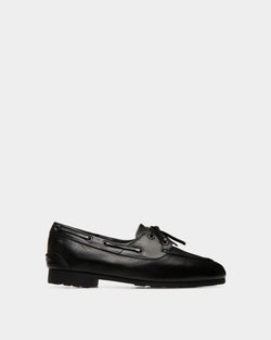 Mocassin Plume En Cuir Noir
