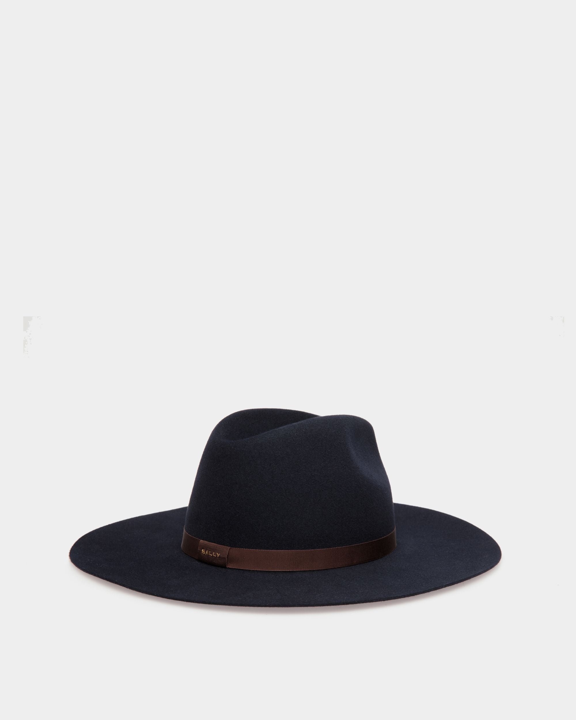 Bally Global - Sombrero De Ala Ancha De Fieltro Navy Blue - Azul