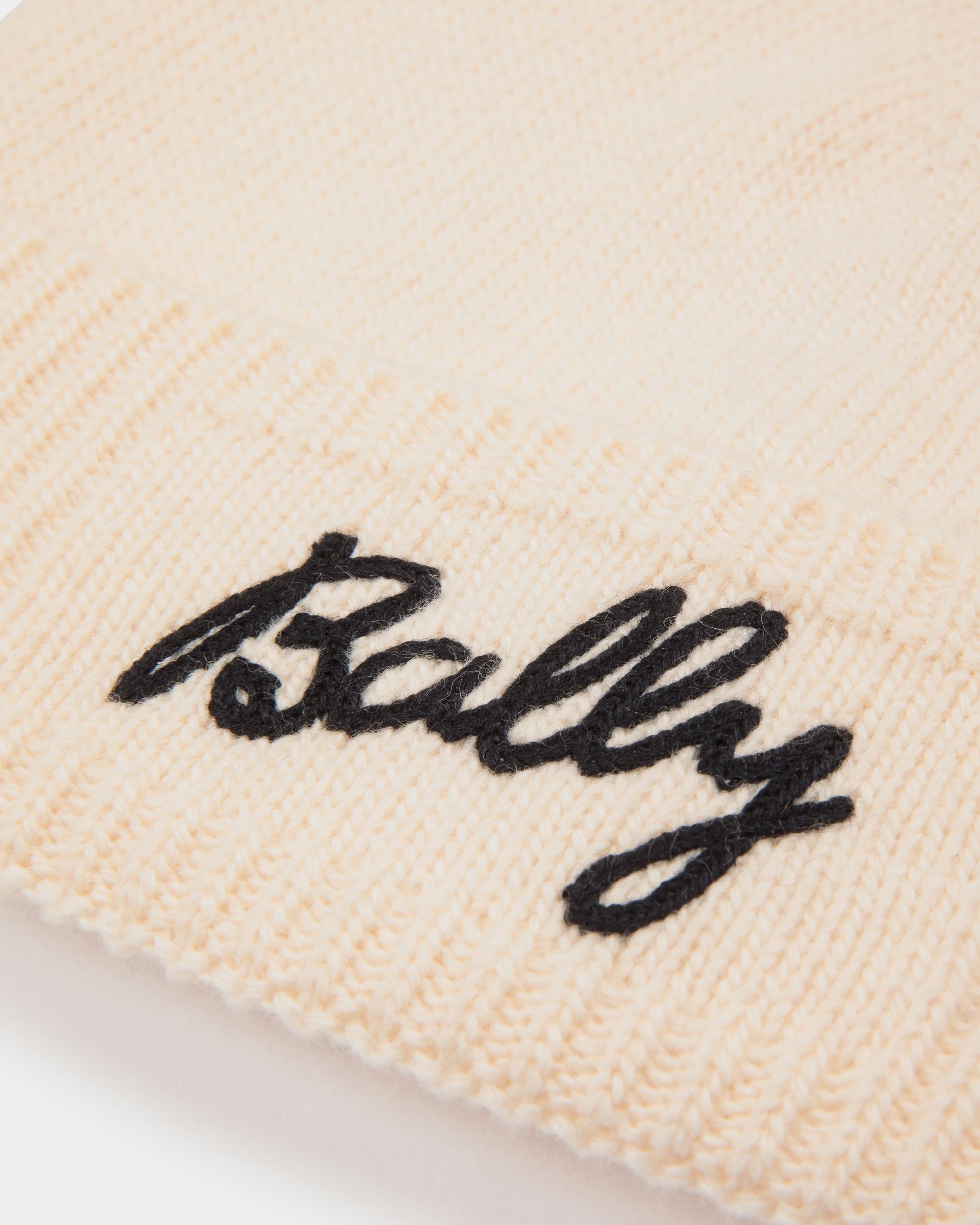 Bally Global - Beanie With a Logo In Ivory Wool - Blanco