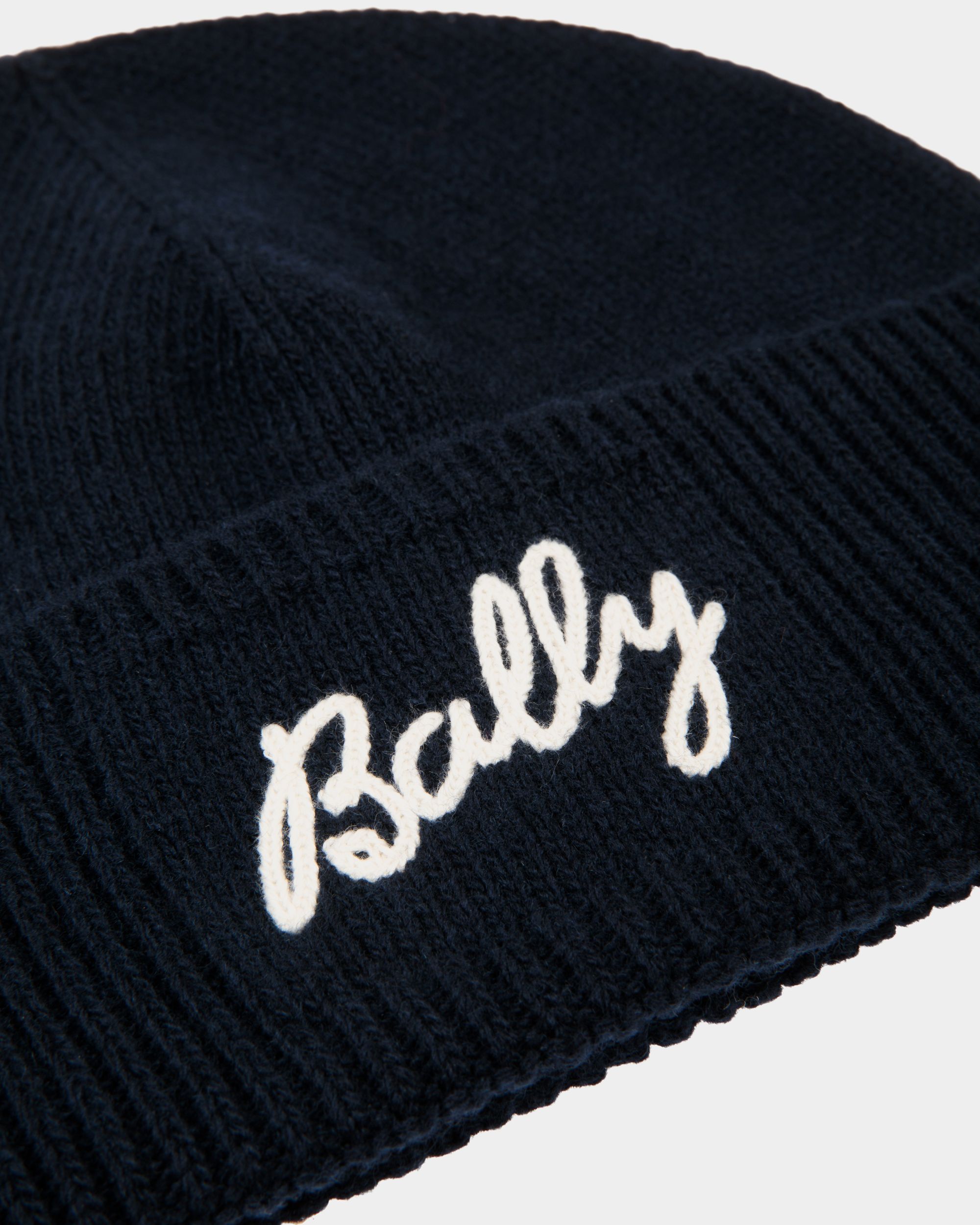 Bally Global - Gorro Con Logotipo De Lana Navy Blue - Azul