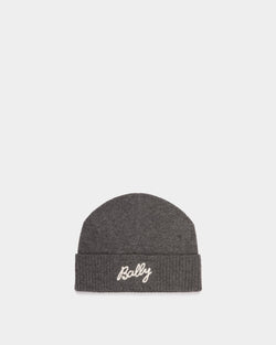 Beanie With a Logo In Grey Wool