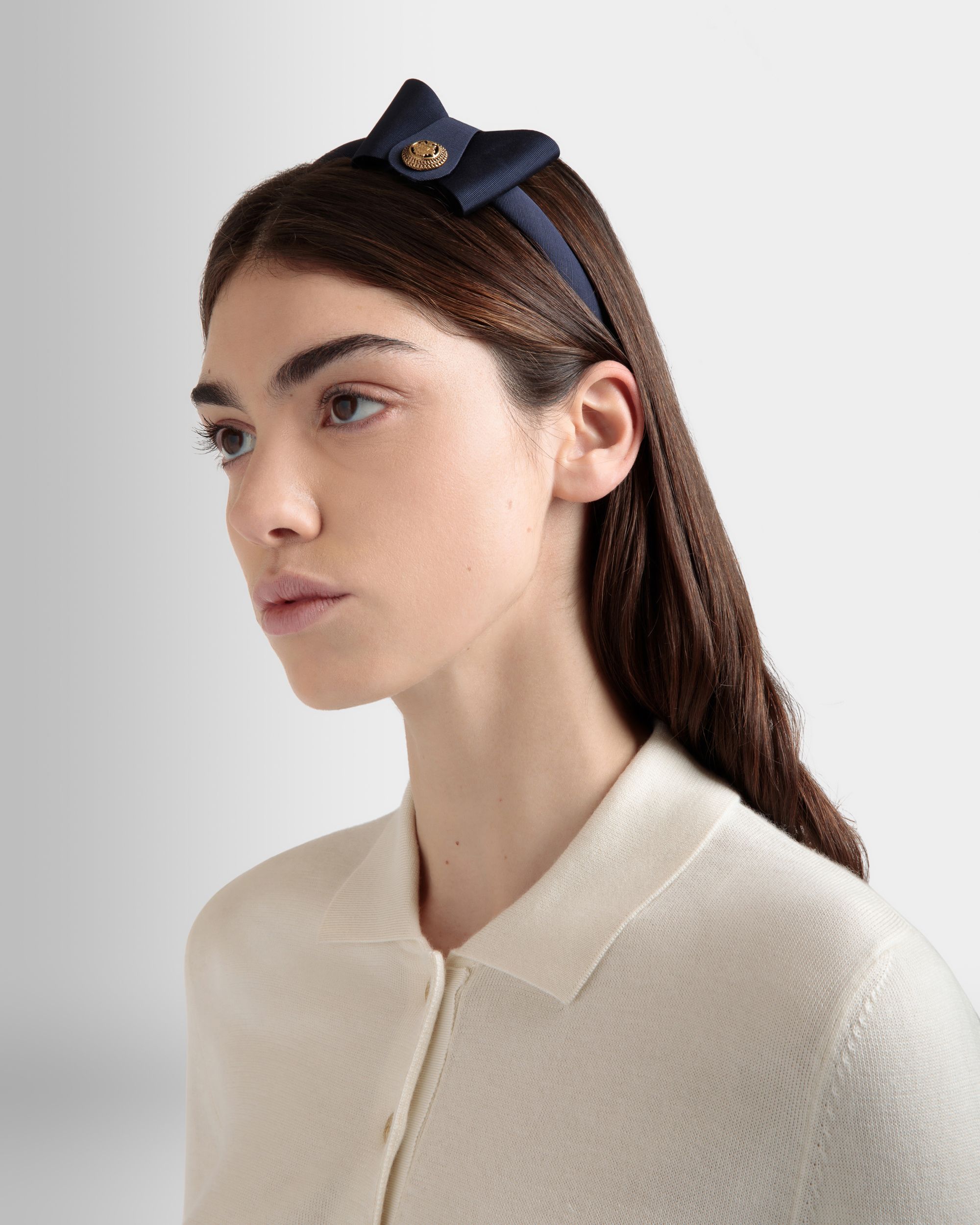 Bally Global - Headband With Bally Bow in Navy Blue - Blue