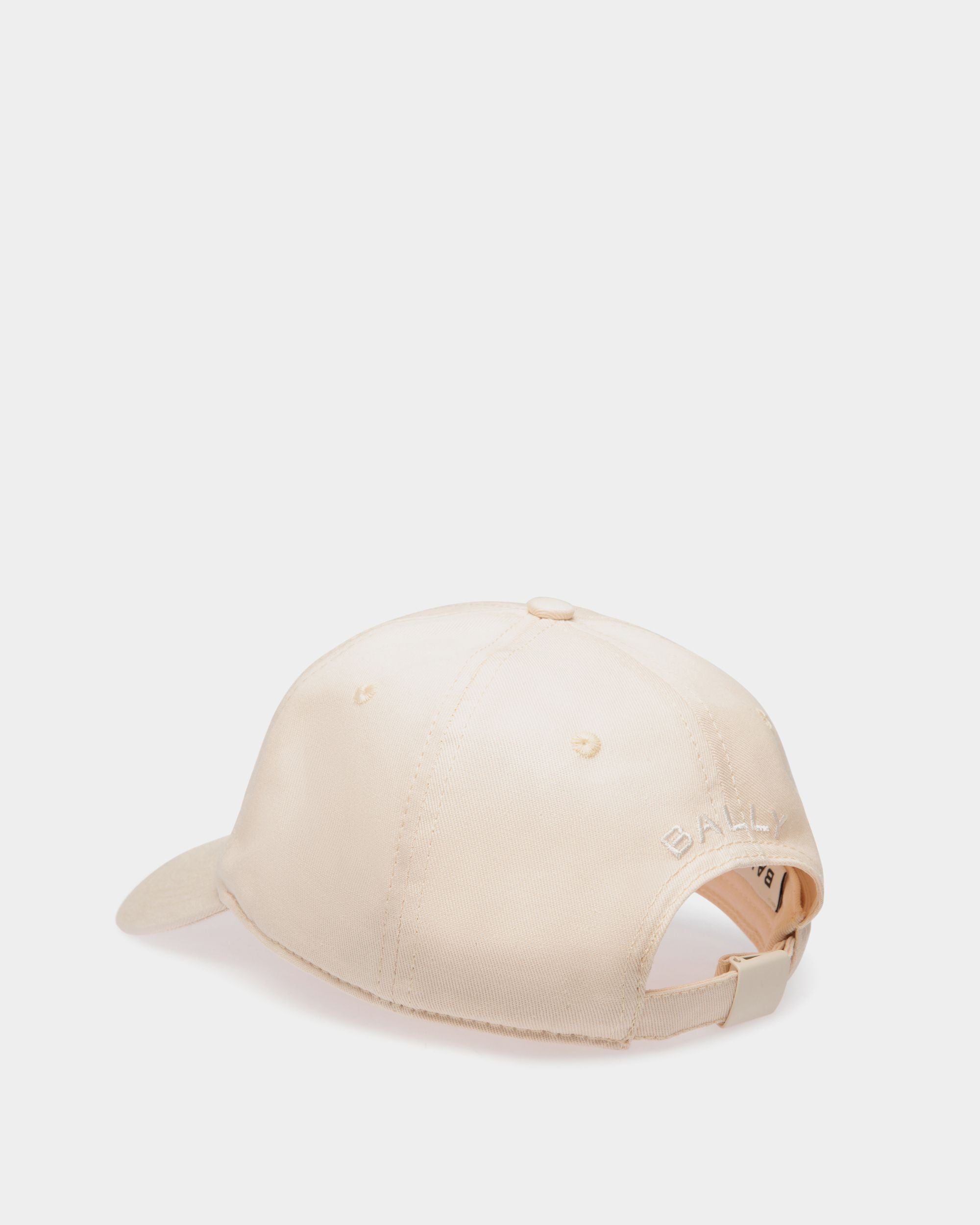 Bally Global - Baseball Hat in Natural Cotton with Bally Cake Embroidery - White