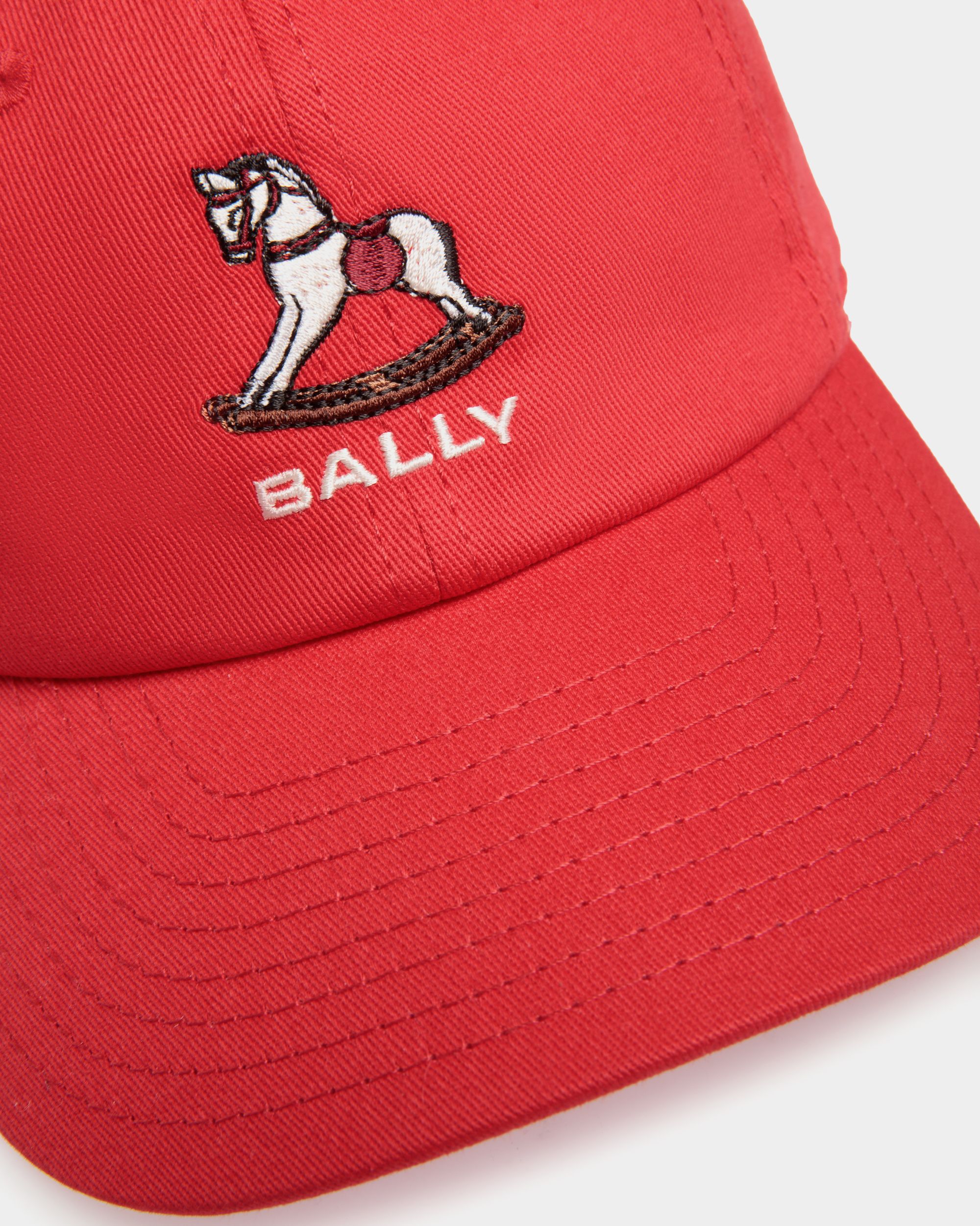 Bally Global - Baseball Hat with a Beni Bischof Rocking Horse in Red Cotton - Red