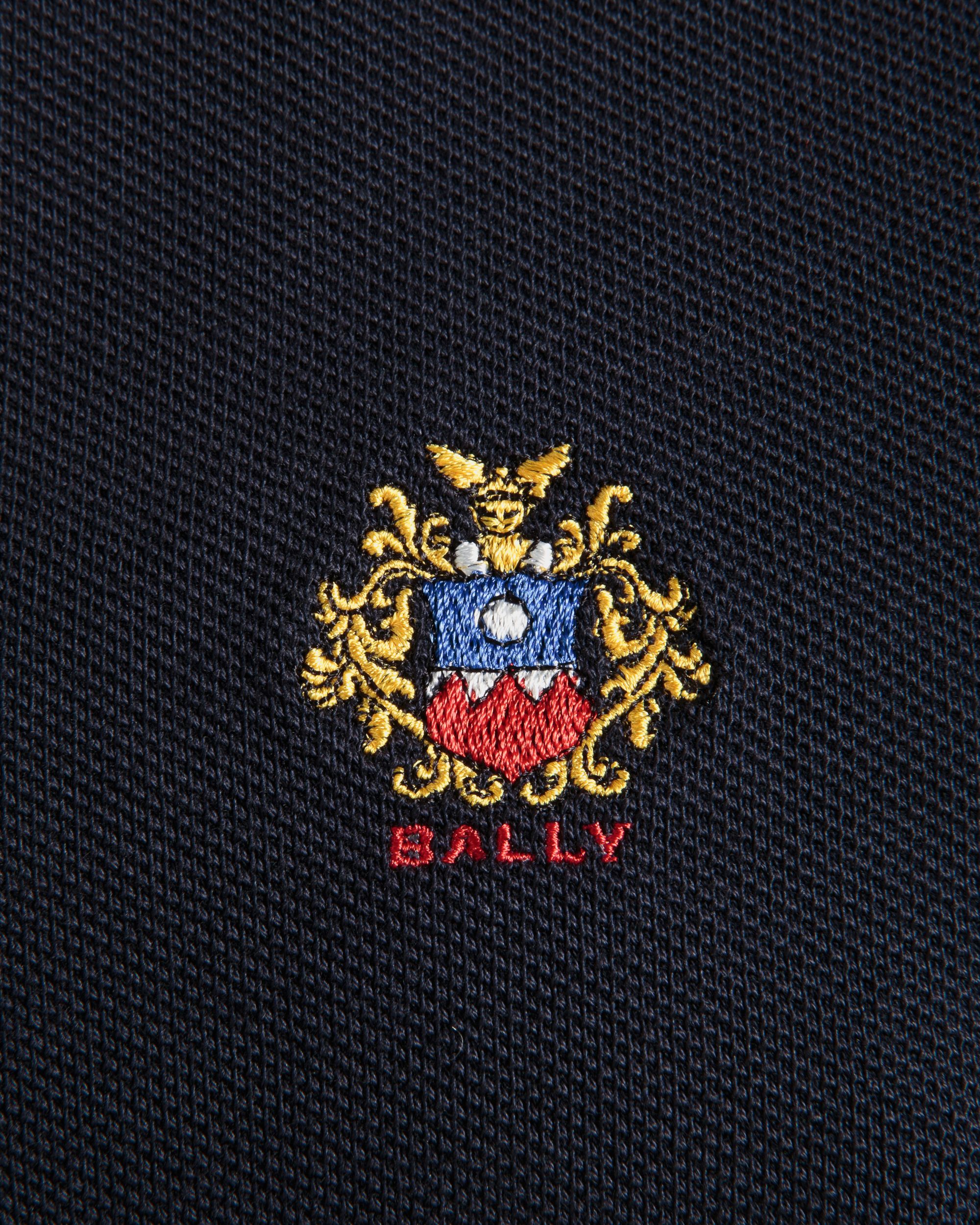 Bally Global - Long Sleeve Polo With a Bally Crest Logo In Navy Blue Cotton - Blue
