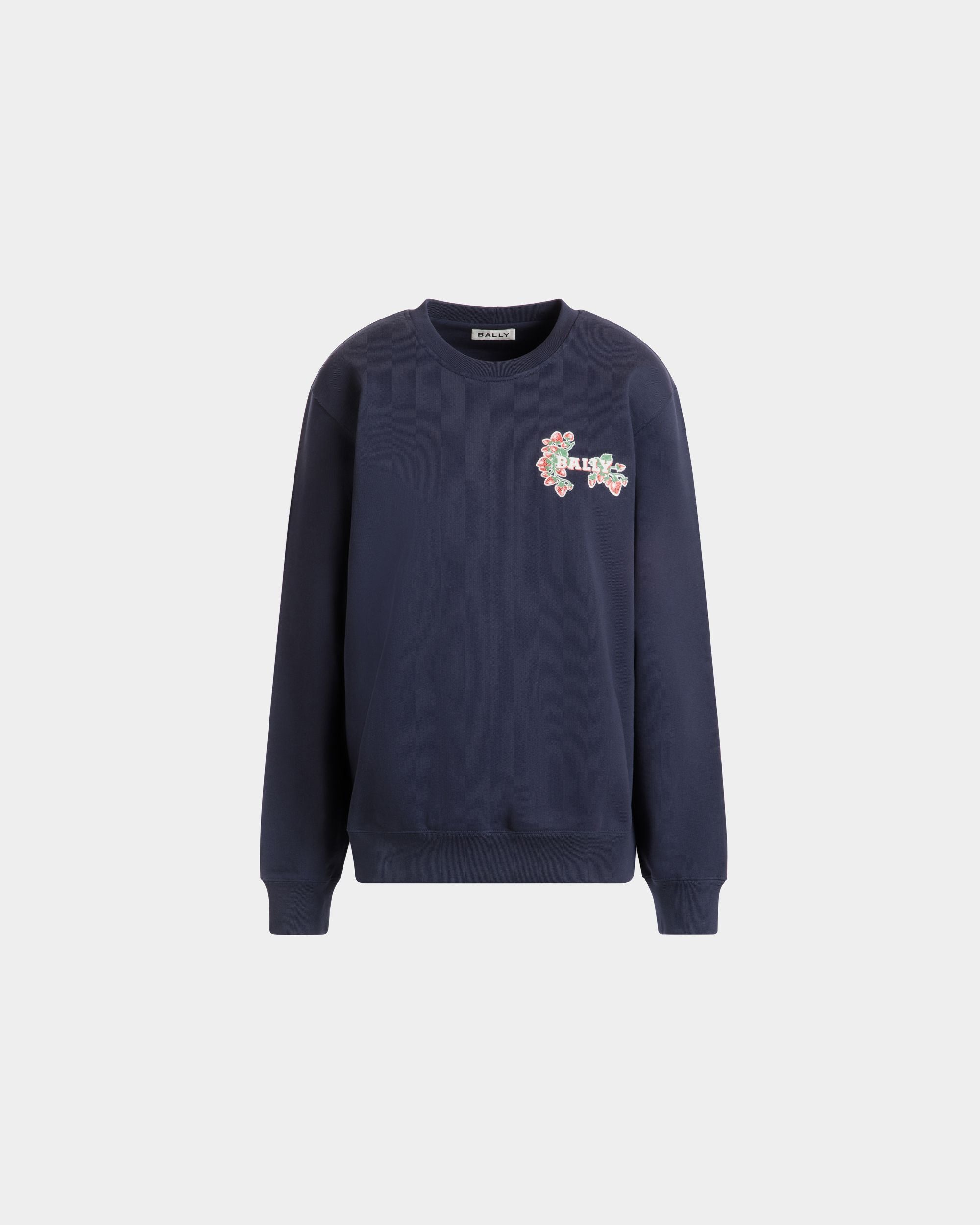Bally Global - Sweat-Shirt En Coton Navy Blue Avec Imprimé Strawberry - Bleu