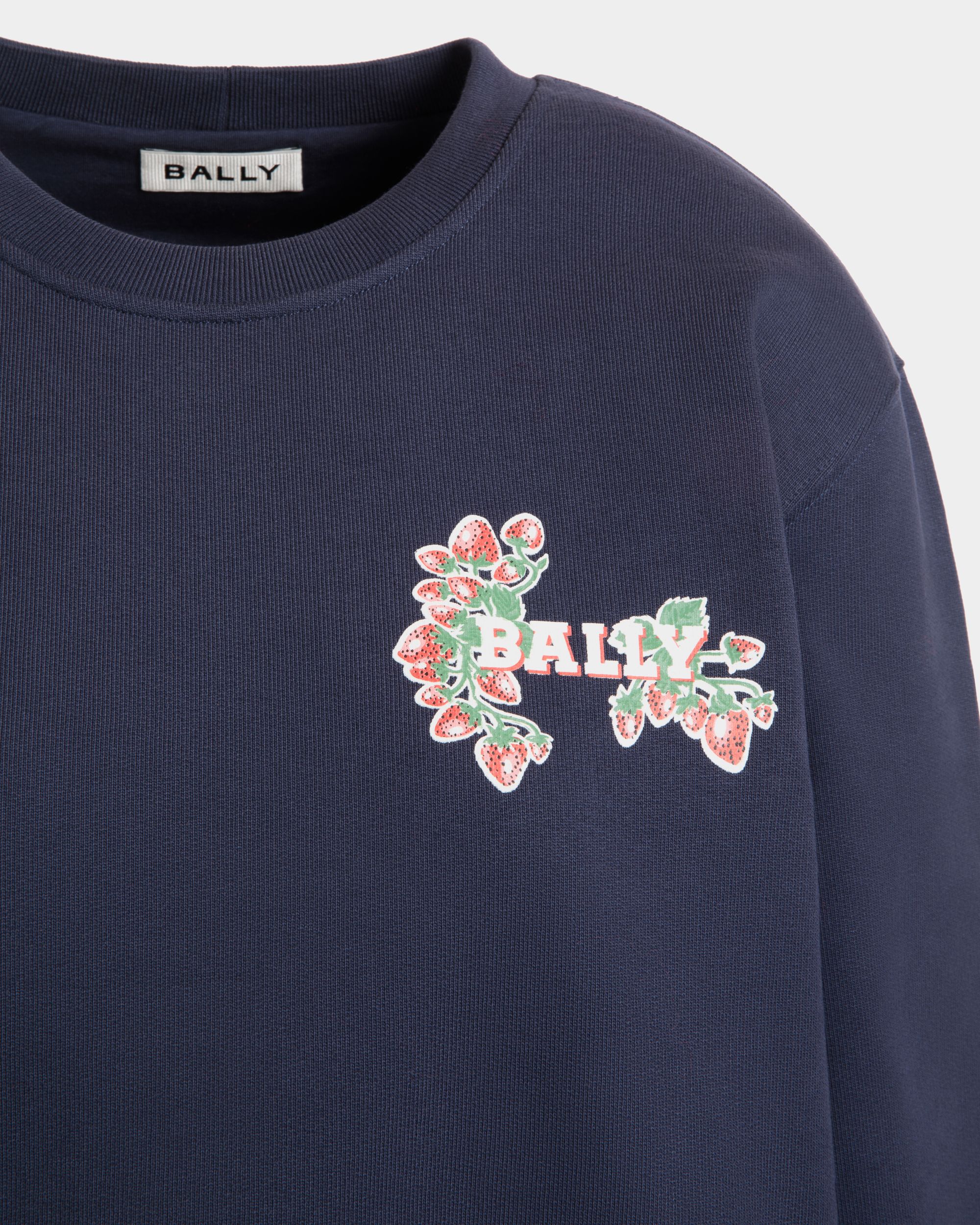 Bally Global - Sweat-Shirt En Coton Navy Blue Avec Imprimé Strawberry - Bleu