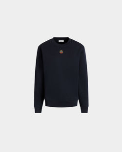 Crewneck With Bally Crest Logo In Navy Blue Cotton