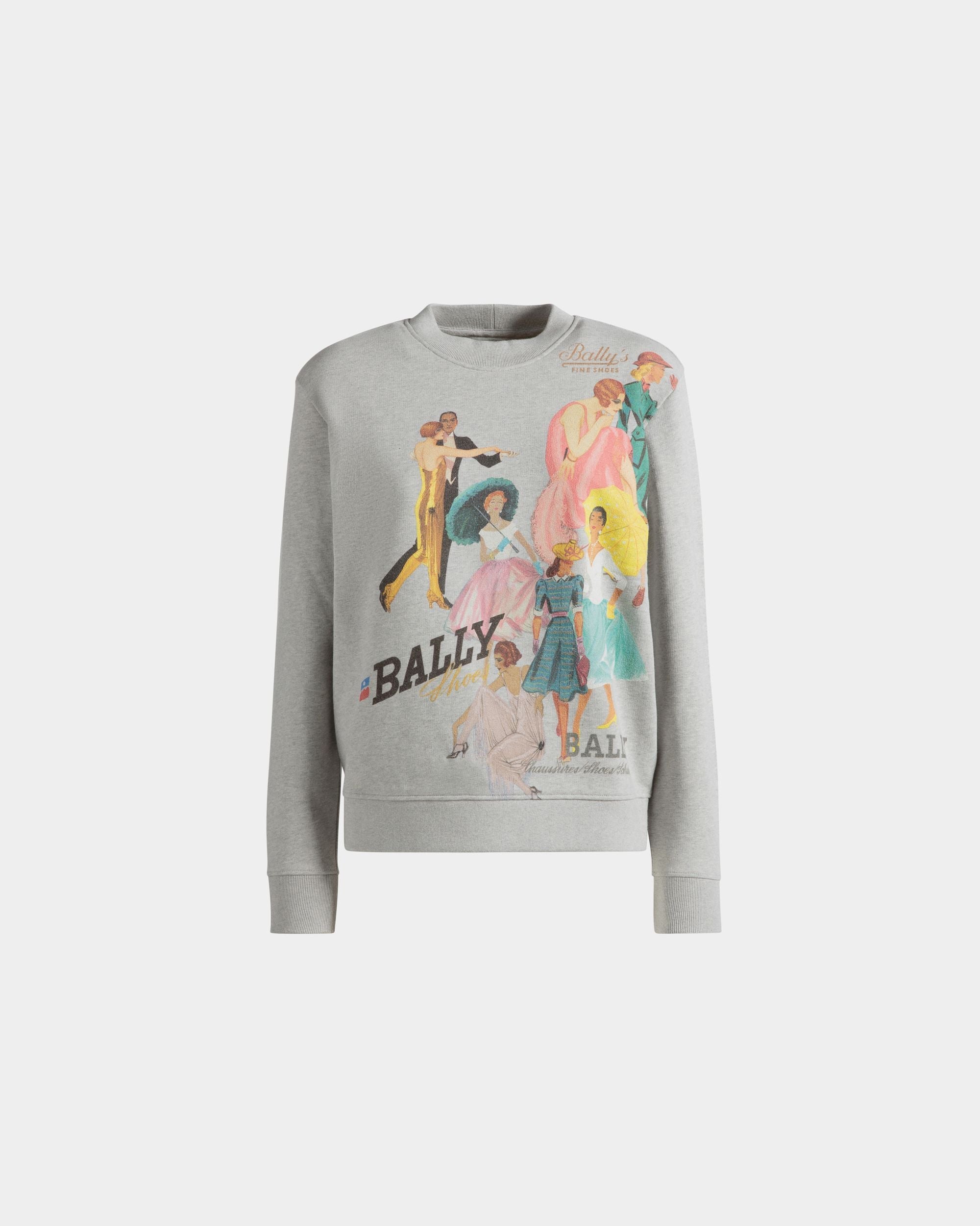 Bally Global - Pull Ras-Du-Cou En Coton Gris Chiné Avec Imprimé Bally Ladies - Gris