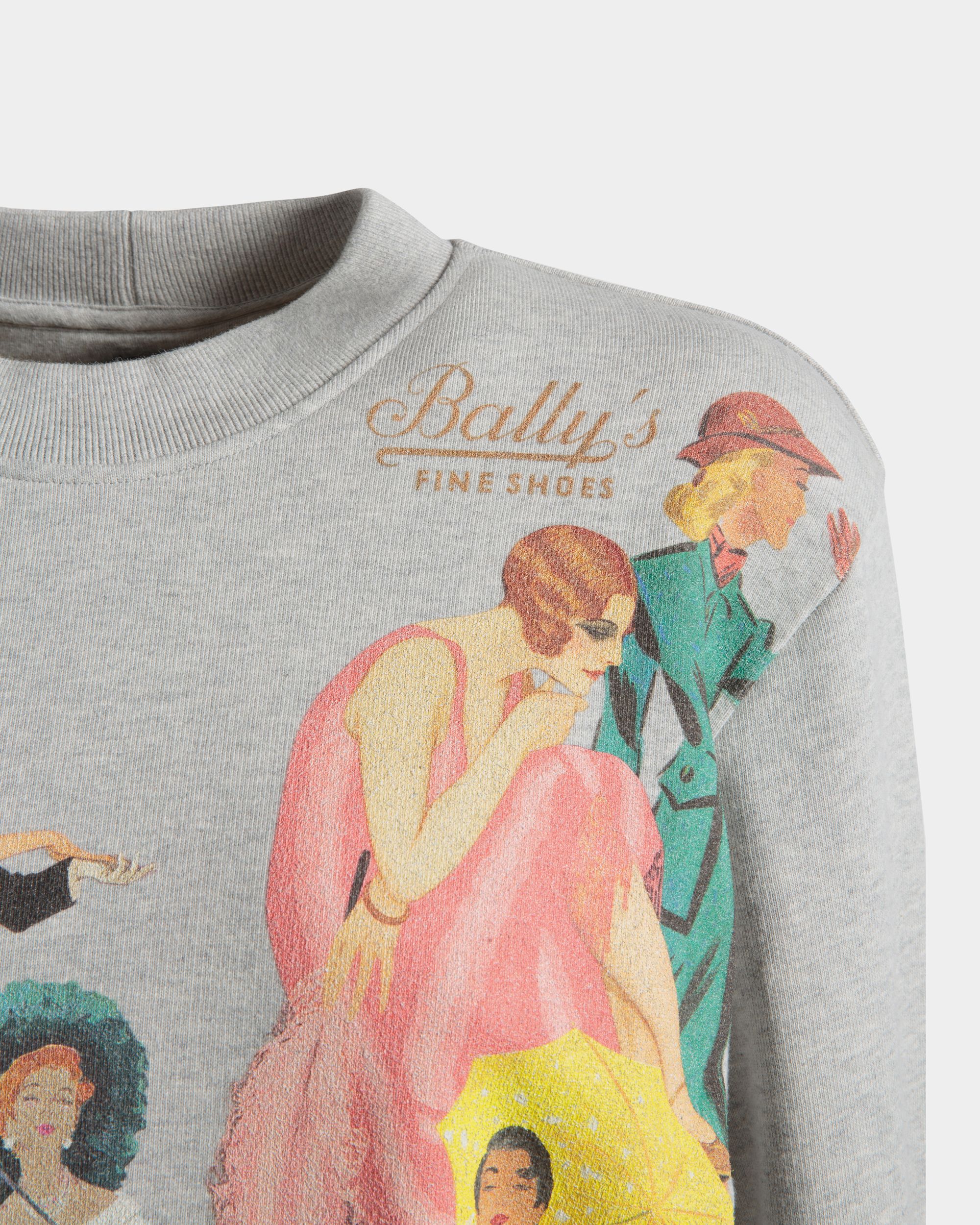 Bally Global - Pull Ras-Du-Cou En Coton Gris Chiné Avec Imprimé Bally Ladies - Gris