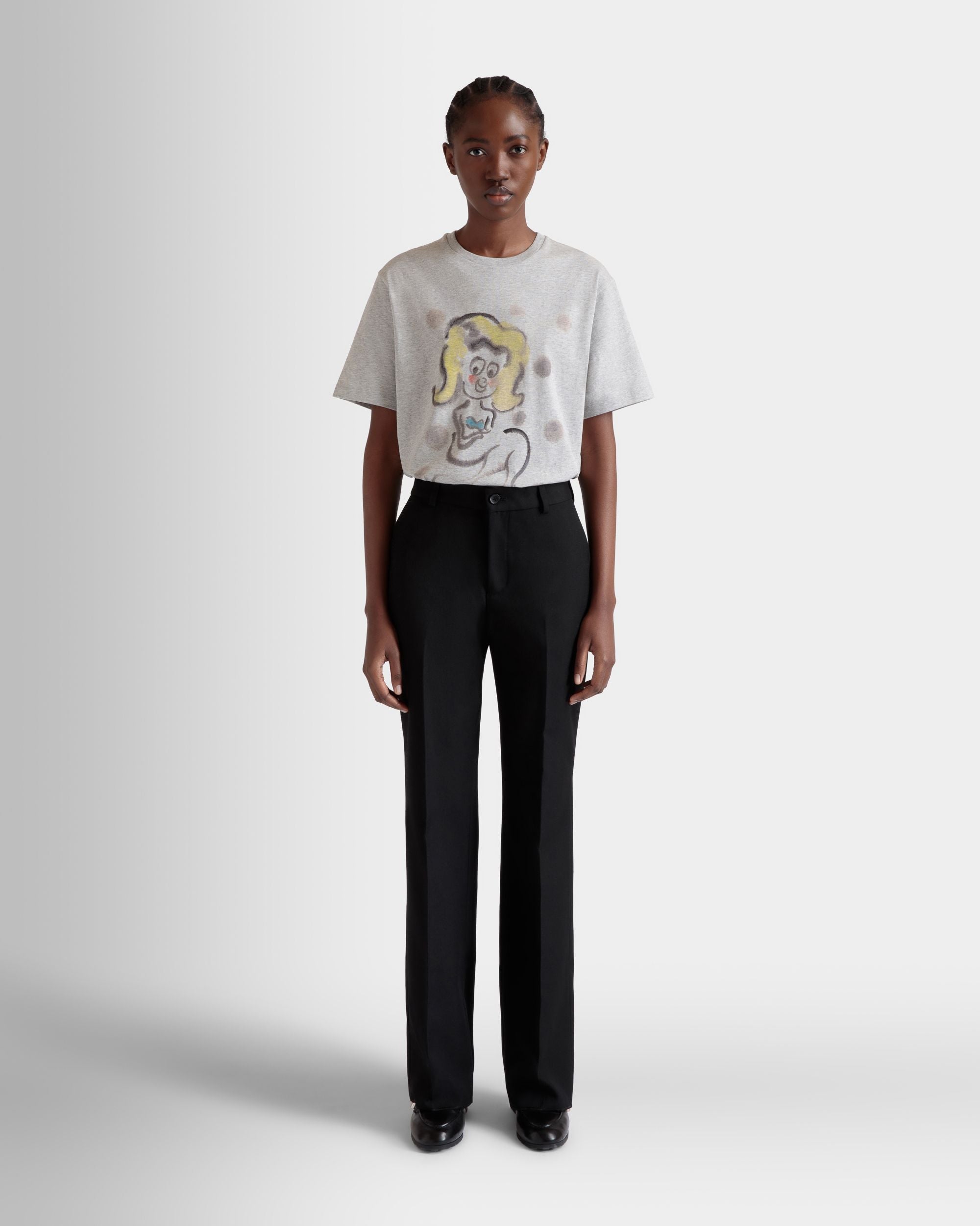 Bally Global - T-Shirt Avec Imprimé Mermaid En Coton Gris Chiné - Gris