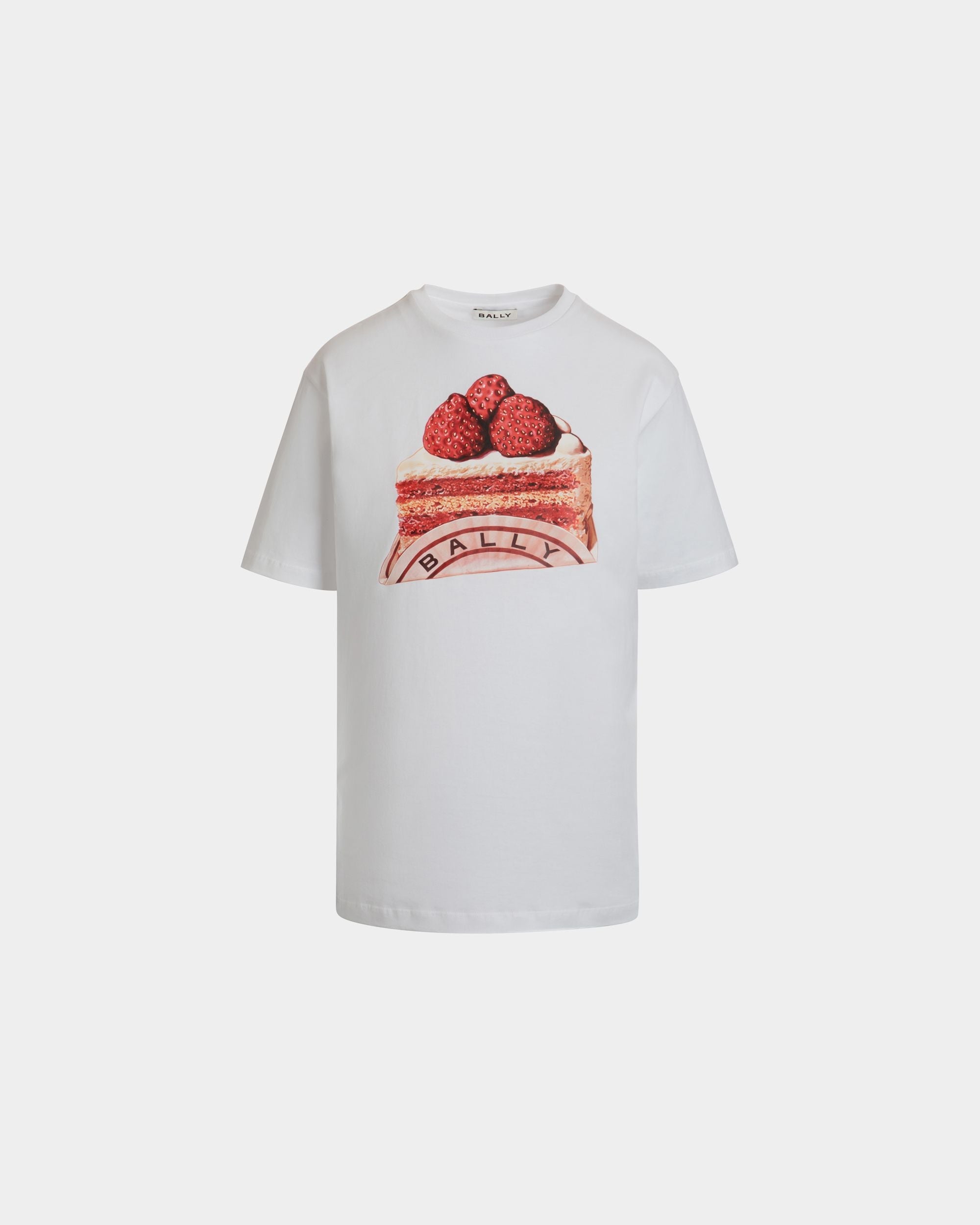 Bally Global - T-Shirt in White Cotton With a Bally Cake Print - White