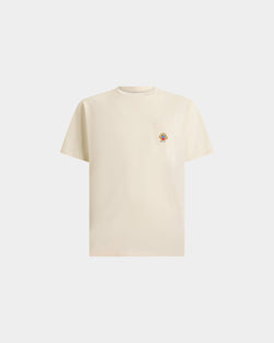 T-Shirt En Coton Ivory Avec Écusson Bally Crest
