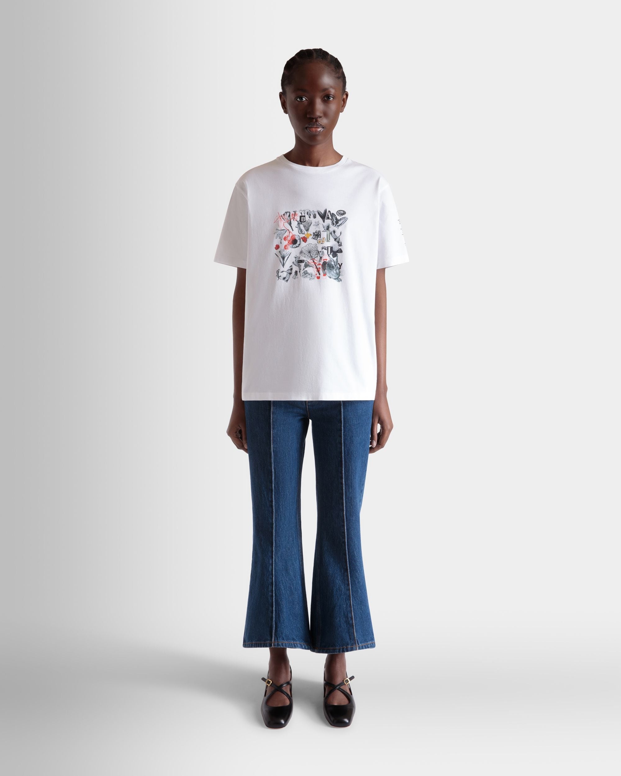 Bally Global - Camiseta De Algodón Blanco Con Estampado Bally Collage - Blanco