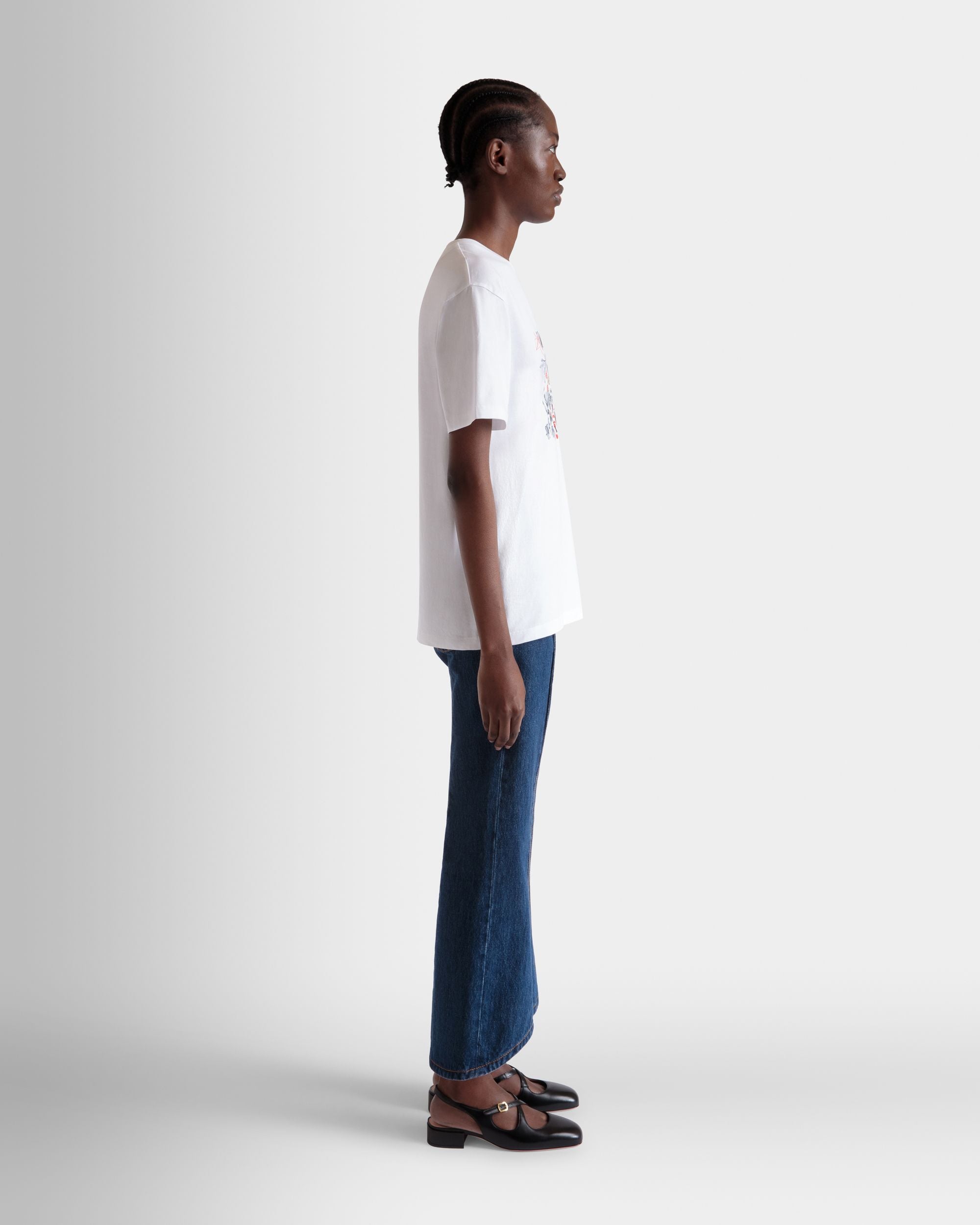 Bally Global - T-Shirt with a Bally Collage Print in White Cotton - White