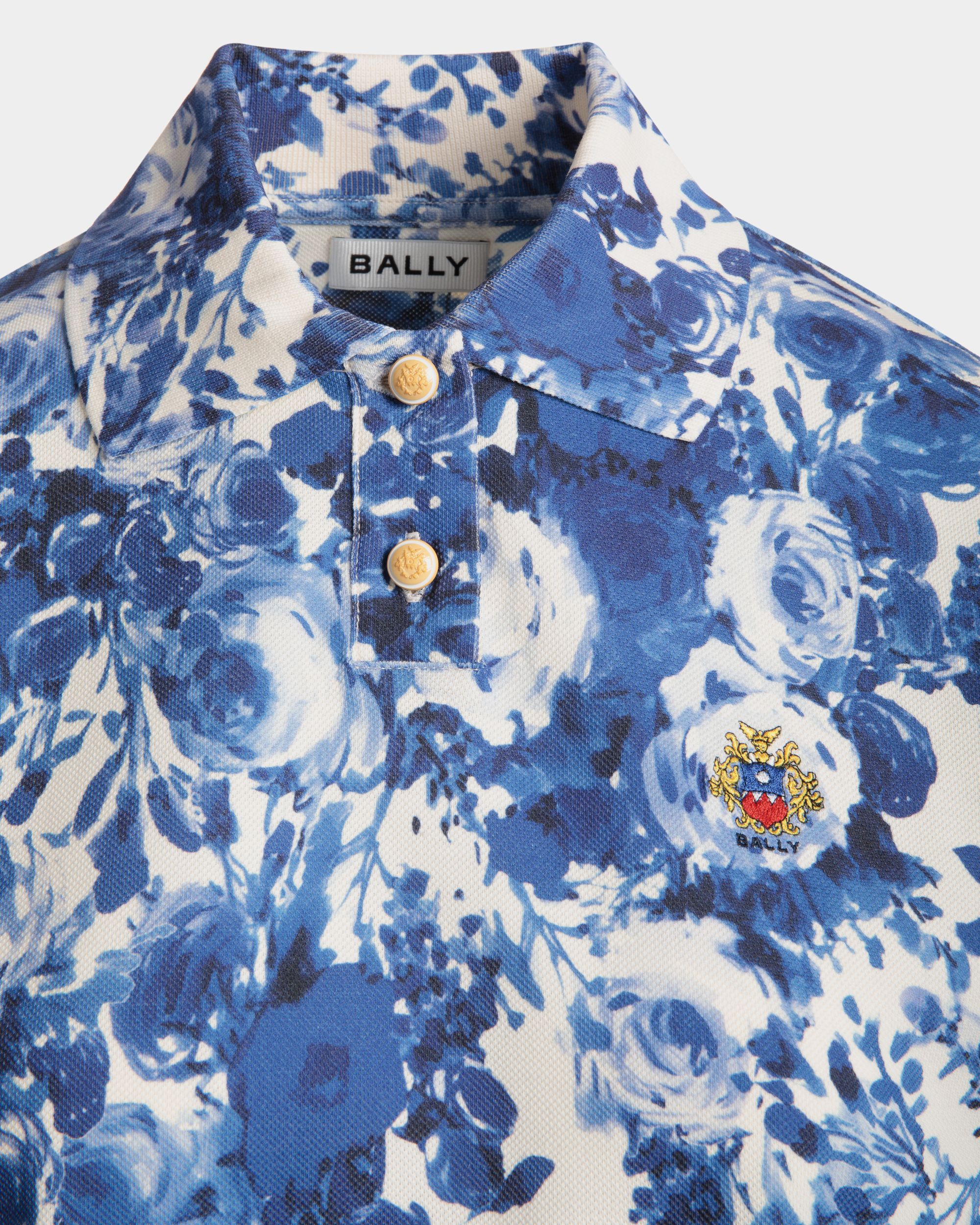 Bally Global - Polo Shirt with a Rosengarten Print in Blue Cotton - Blue