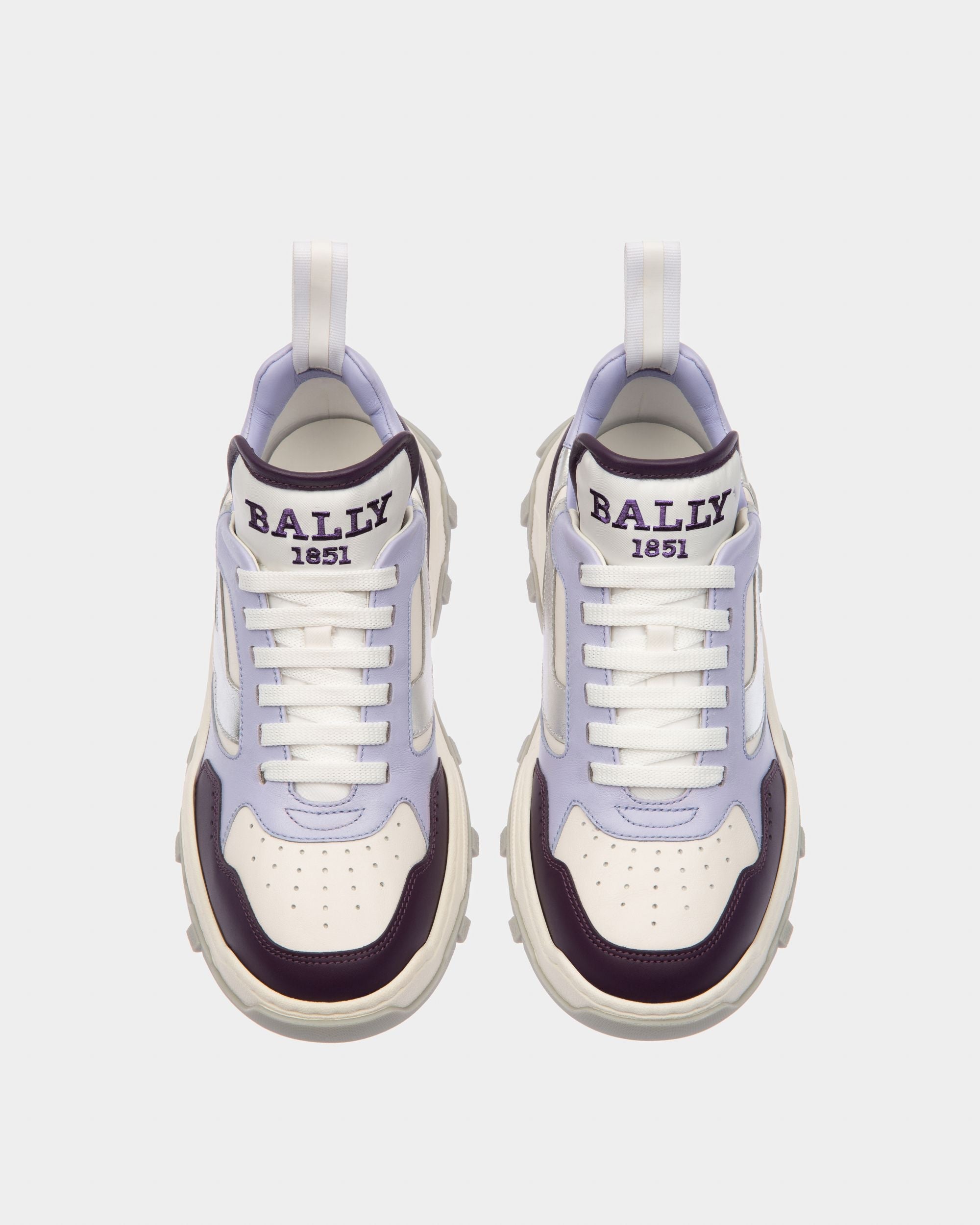 Bally Global - Holden Leather And Fabric Sneakers In Purple And White - Purple