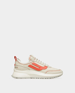 Darys Zapatillas De Piel En Blanco Empolvado Y Naranja