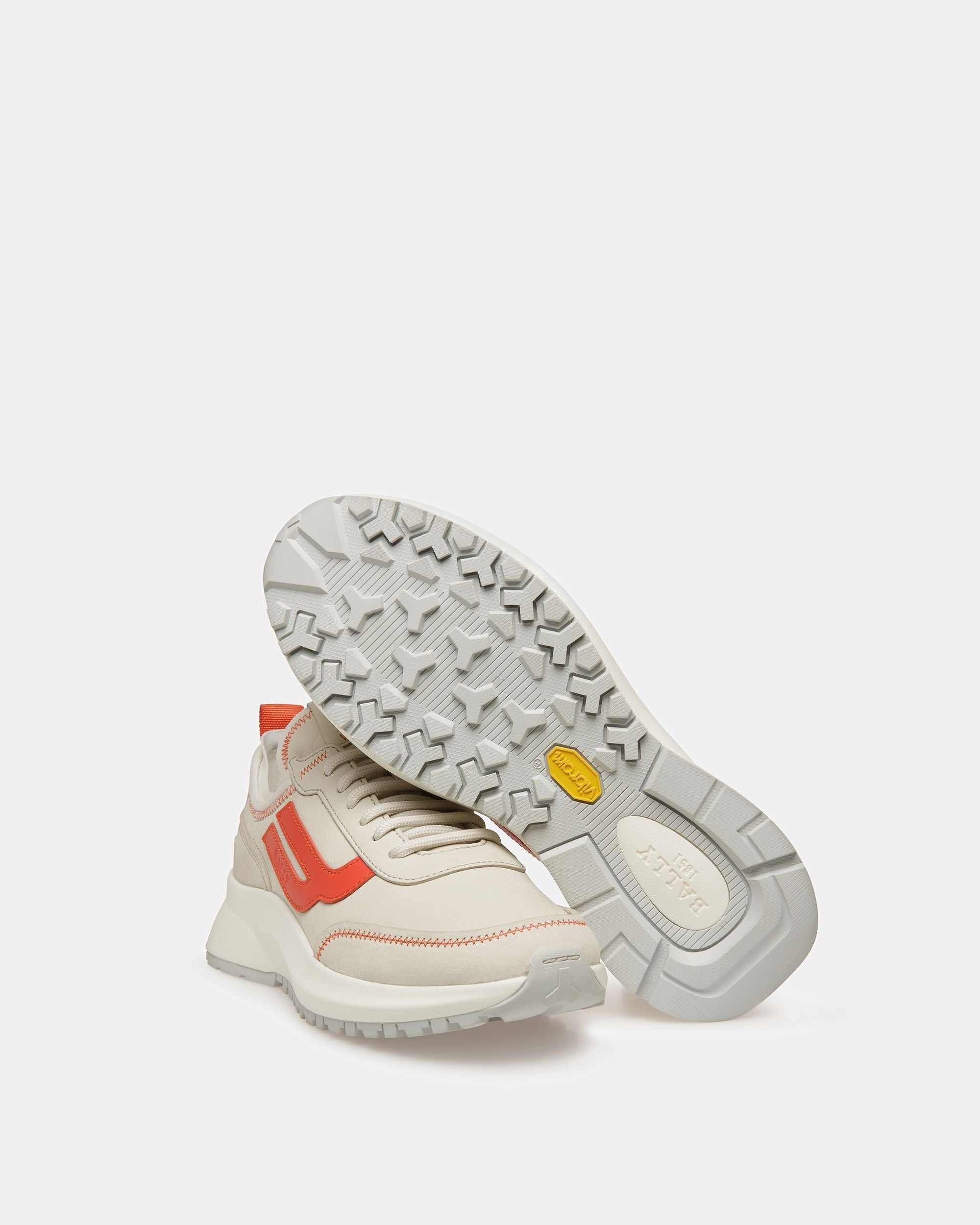 Bally Global - Darys Zapatillas De Piel En Blanco Empolvado Y Naranja - Multicolor