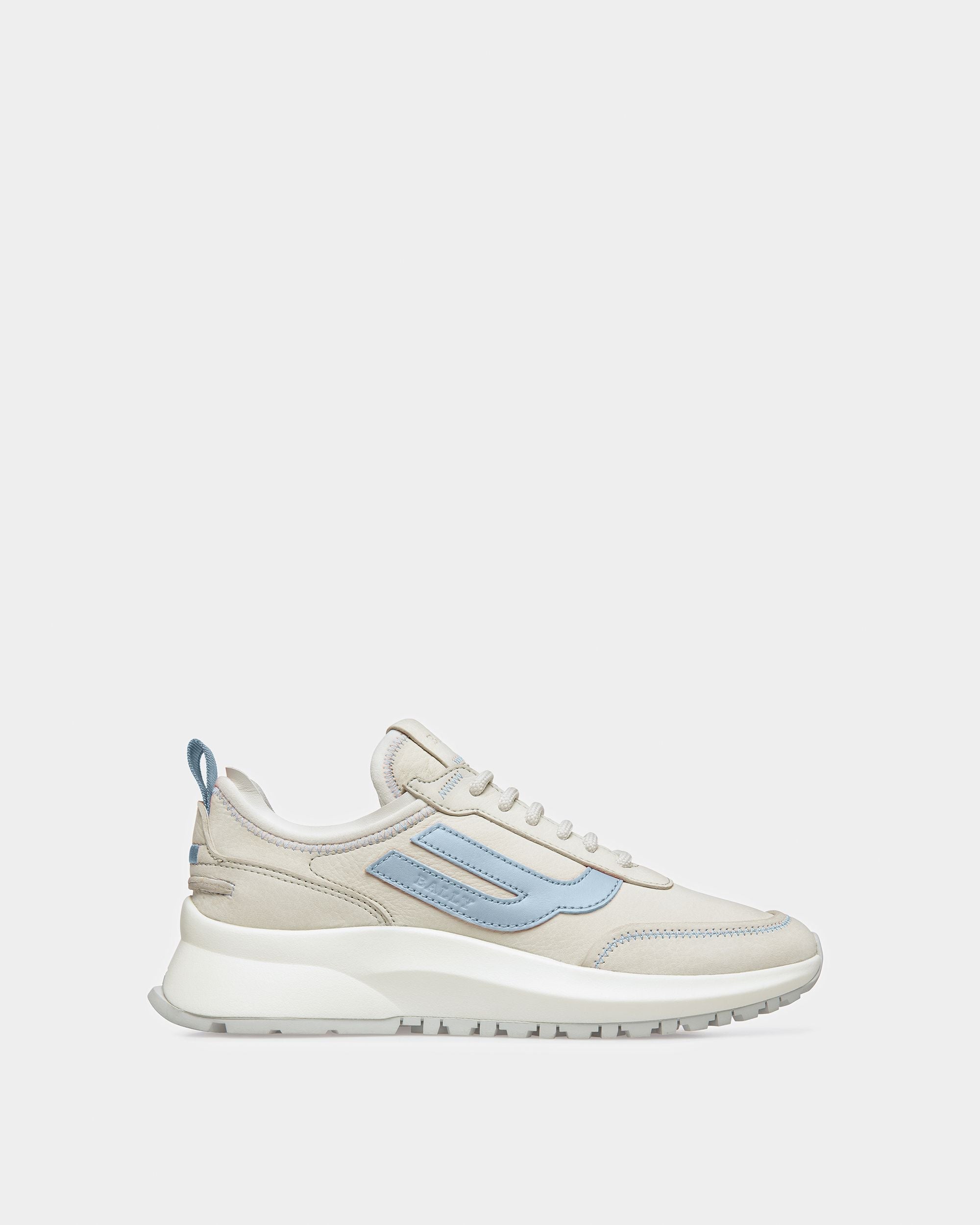 Bally Global - Darys Leather Sneakers In Dusty White And Light Blue - Multicolor