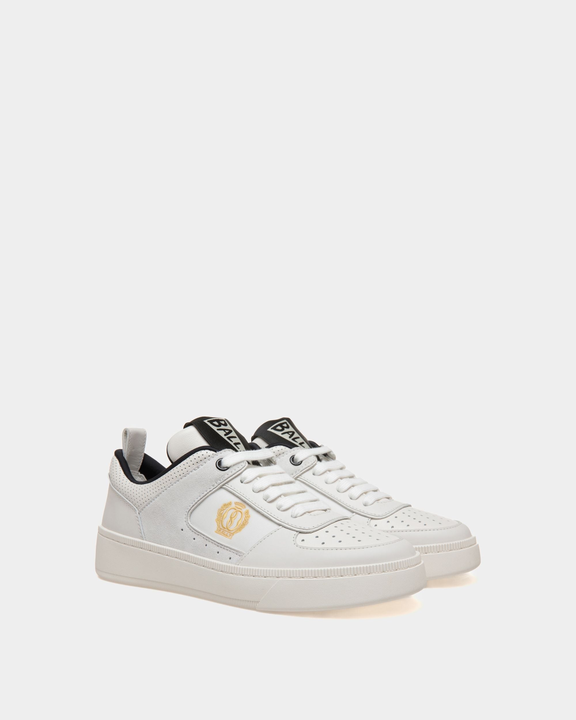 Bally Global - Sneaker Raise En Cuir Blanc Et Noir - Blanc